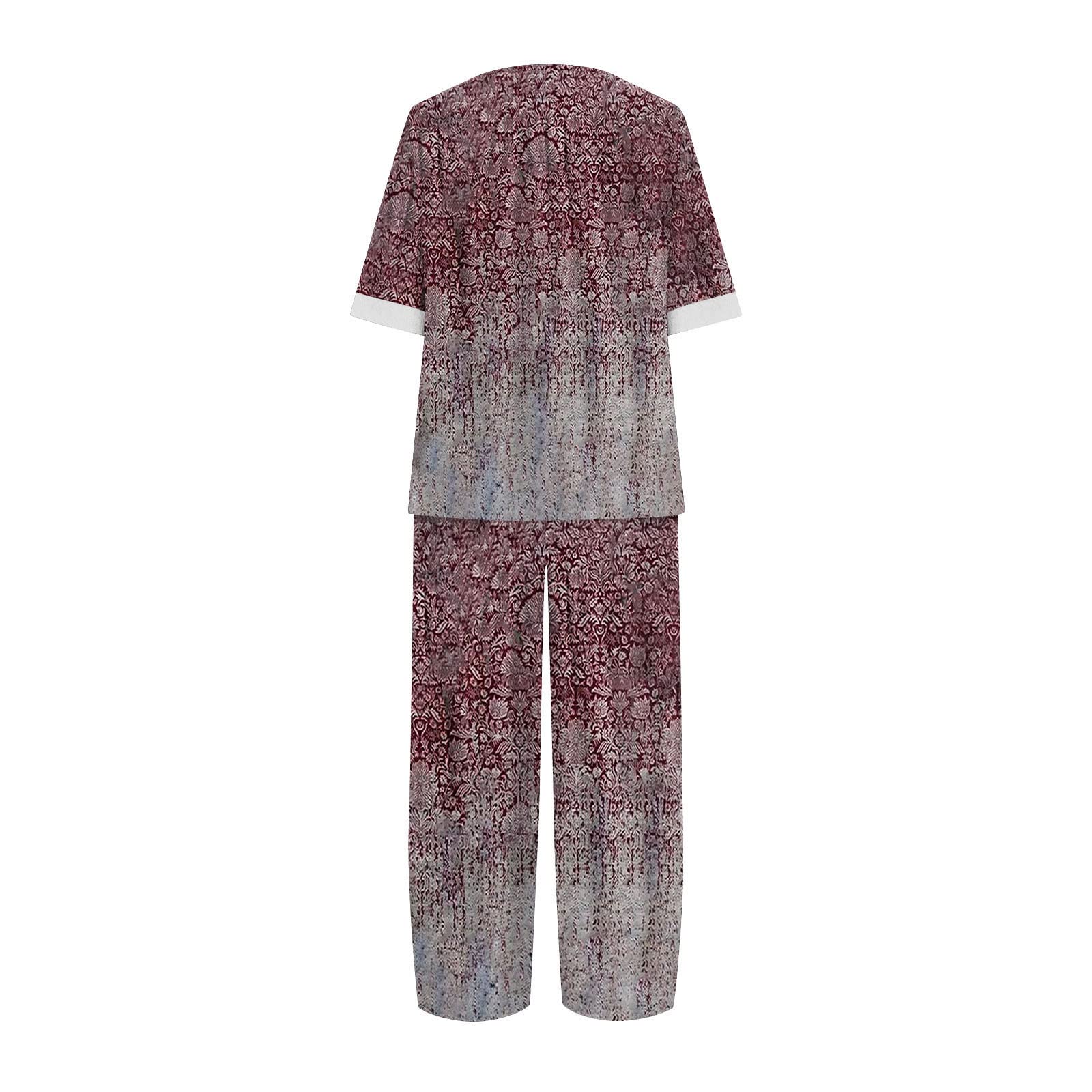 Oelaio Women's 2-Piece Lounge Set - Soft Linen Pajama Outfit with Cropped Sweater & Lounge Pants (3X, Red) - Cozy Christmas Pajamas for Women | Perfect for Holiday Relaxation, Gift Giving & Winter Lounging