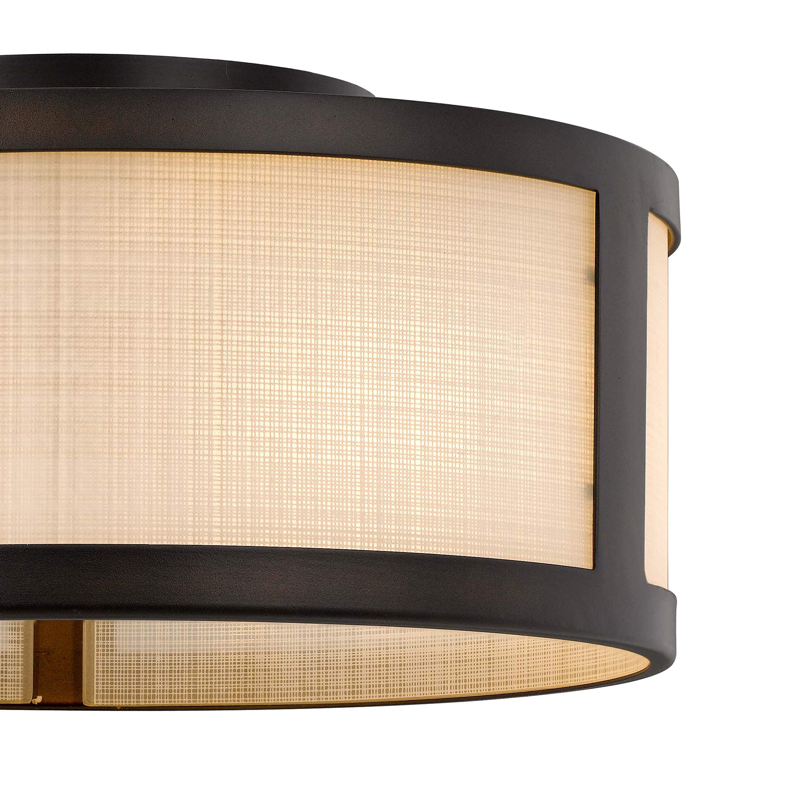 Vintage Mid-Century Flush Mount Ceiling Light Fixture - 2-Light 11.8
