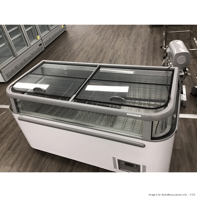 Thermaster Supermarket Island Freezer with Glass Sliding Lids - Commercial Grade ZCD E185G VIC514 for Restaurants, Grocery Stores & Food Service Businesses