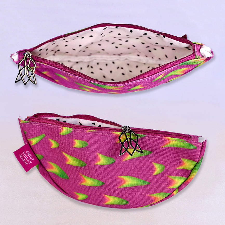 Dragon Fruit Cosmetic Bag - Cute Pink Makeup Pouch for Travel & Gym | Perfect for Women's Toiletries, Beauty Essentials & Organizing