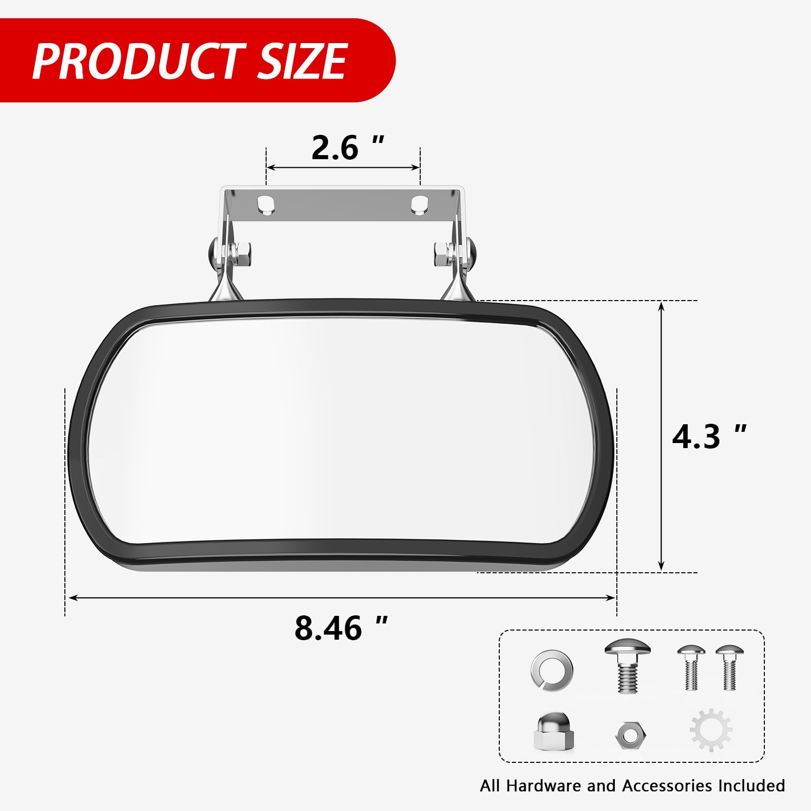 Stainless Steel Tractor Mirror - Rearview & Side Convex Mirror for Tractors, Forklifts, Trucks, Boats - Fits John Deere, Kubota & More - Vibration-Proof with U-Bracket & Screw Fixing - Perfect for Farm Equipment, Construction Vehicles & Marine Use