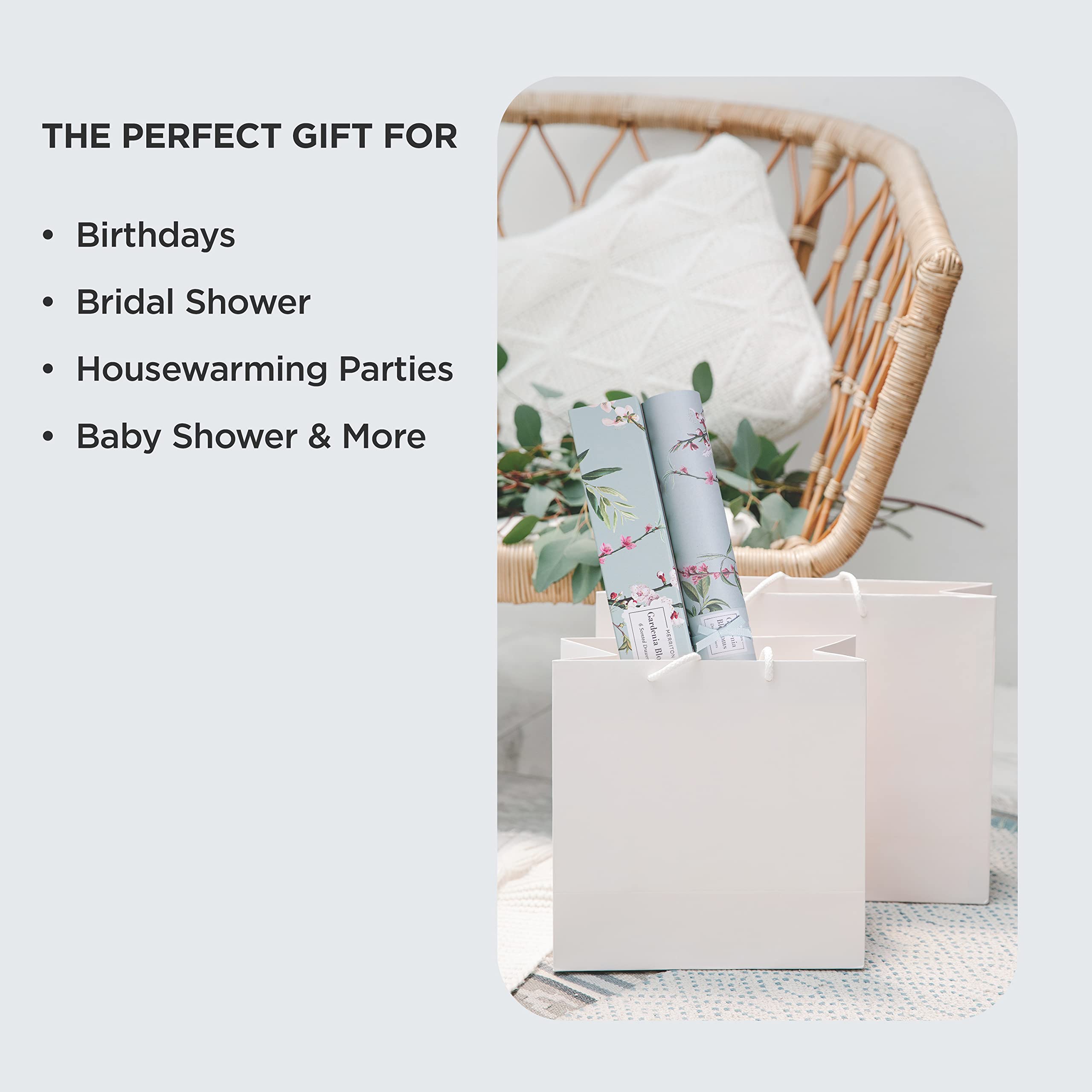 Fragrant Drawer Liners - Scented Non-Adhesive Shelf Liners for Dressers, Cabinets, Linen Closets & Kitchen Storage | Fresh Gardenia Blossom Scent | Perfect for Organizing & Refreshing Clothes, Towels & Home Spaces