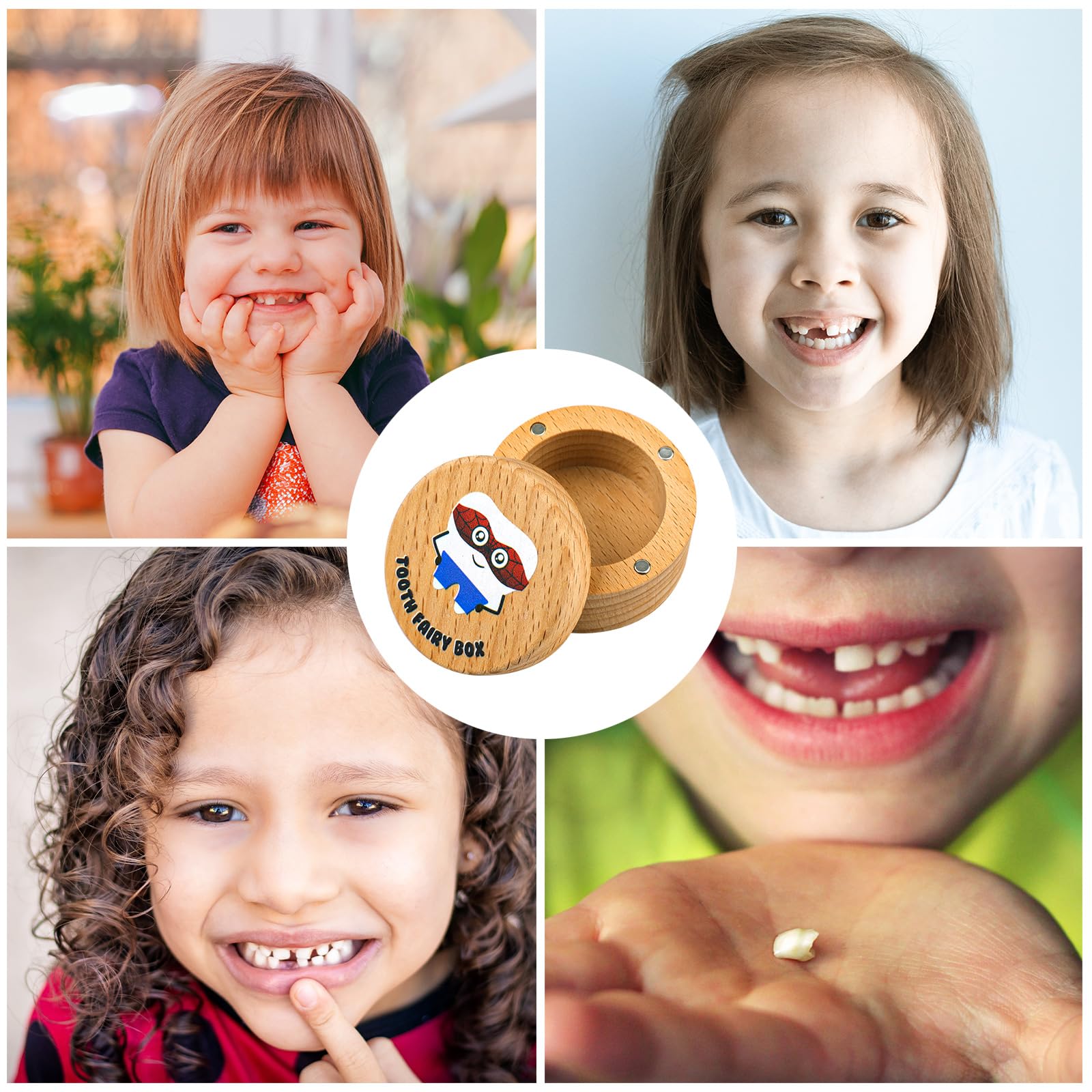 Magnetic Tooth Fairy Keepsake Box for Kids - Wooden First Tooth Storage Holder for Lost Teeth, Baby Tooth Saver Gift for Boys & Girls | Perfect for Tooth Fairy Visits, Birthday Souvenirs & Childhood Memories (Includes Eye Mask)