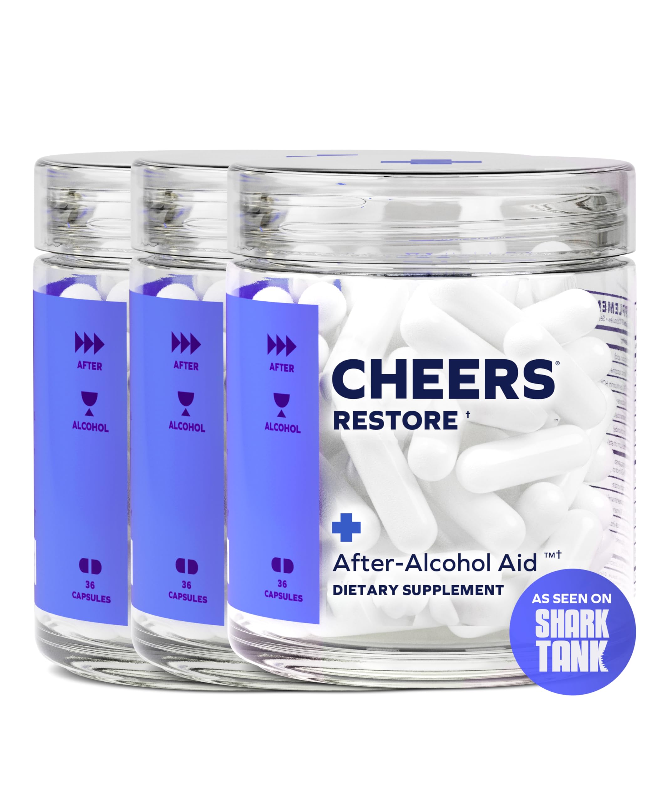 Cheers Restore Supplement with DHM & L-Cysteine | 36 Doses for Hangover Relief & Liver Support | Contains Dihydromyricetin, Cysteine, Milk Thistle, Prickly Pear, B-Vitamins & Ginger | Post-Drinking Recovery & Wellness Support