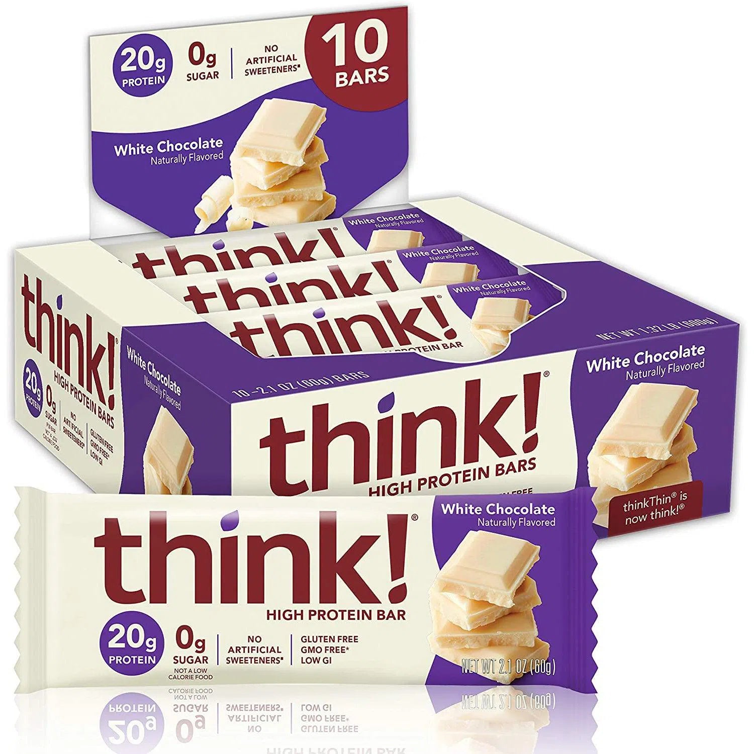 think! High Protein Bars - Low Sugar, Gluten Free Snacks for Weight Loss & Energy Boost - Perfect for Gym, Hiking & On-the-Go Nutrition