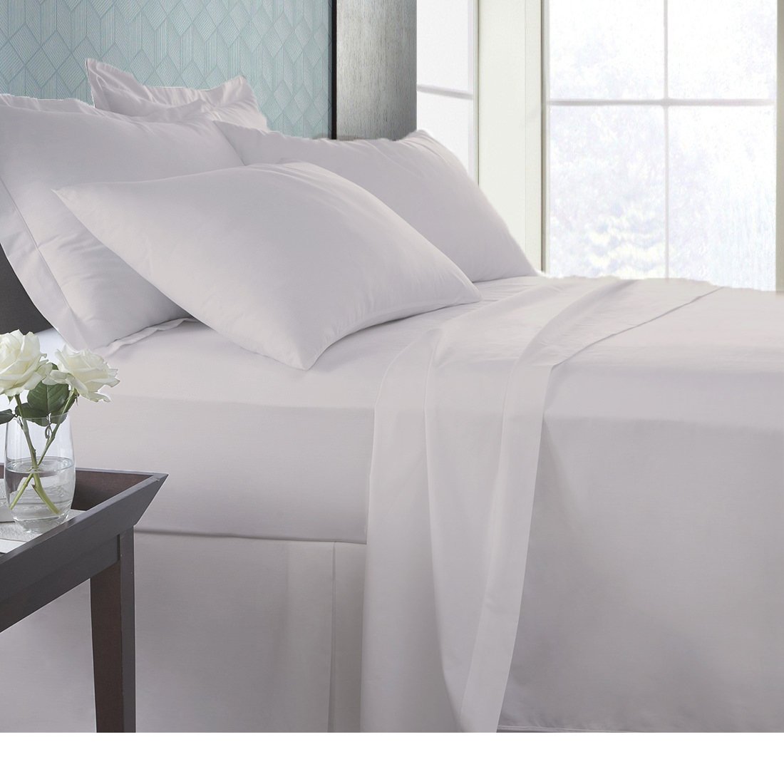 Premium 600 Thread Count 100% Egyptian Cotton Queen Sheet Set - 4 PC Luxurious Italian Finish Bedding with 16