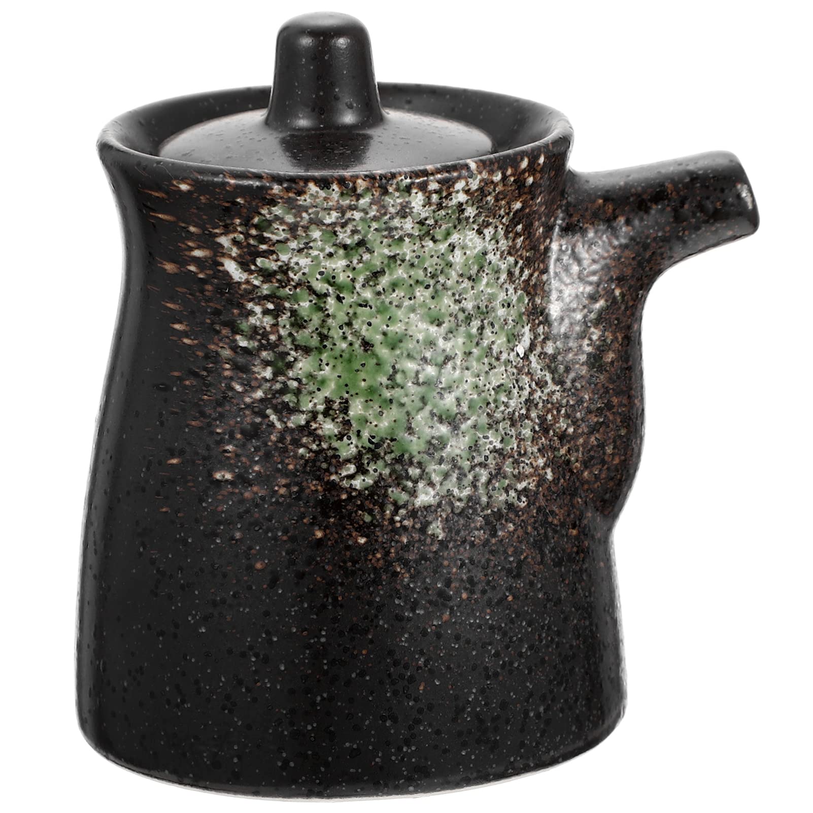 Premium Japanese Style Ceramic Soy Sauce Dispenser - Elegant Oil & Vinegar Dispenser with Lid - Perfect for Shoyu, Ponzu & Liquid Condiments - Ideal for Kitchen Countertop & Dining Table Display (Green)