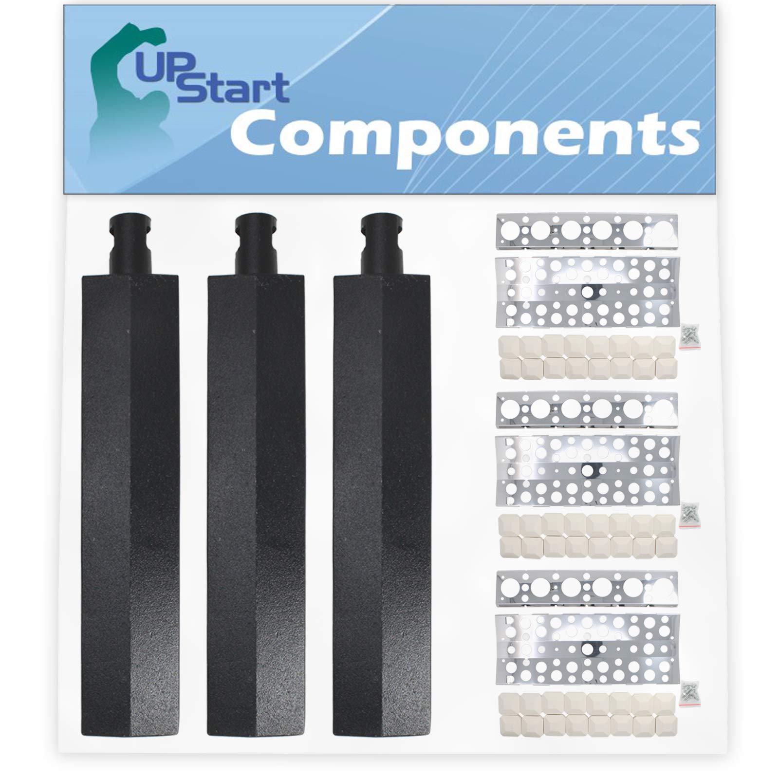 3-Pack Stainless Steel BBQ Grill Heat Shield Plate & Burner Tube Replacement Parts for Turbo Elite XG5TDN - Compatible Flame Tamer, Guard, Deflector & Flavorizer Bar | Perfect for Outdoor Grilling, Backyard BBQs & Camping Cookouts