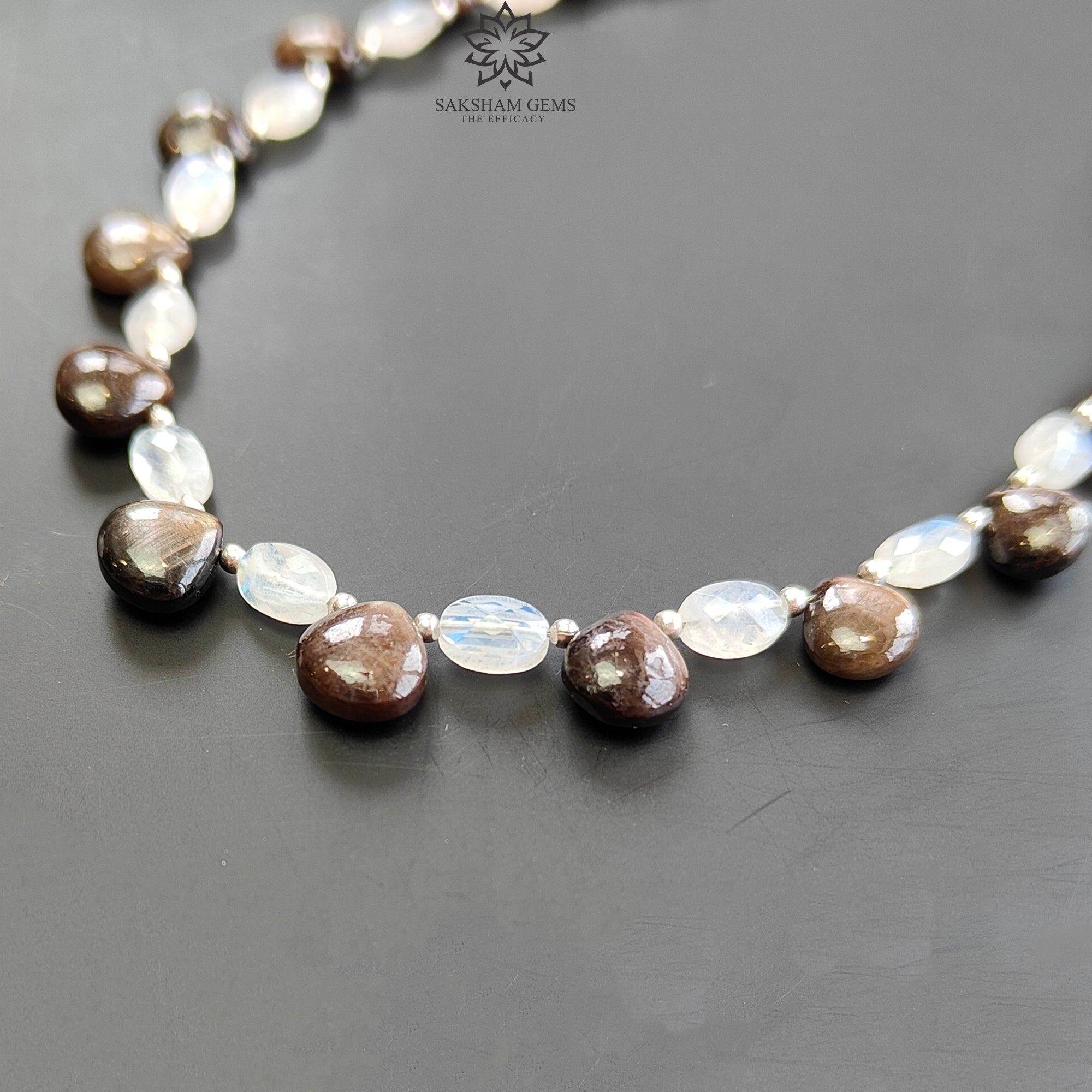 Natural Chocolate Sapphire & Moonstone Checker Cut Cabochon Loose Beads - 31.00cts Cushion Triangle Faceted Beads (5.5x4mm & 7mm) for Jewelry Making, DIY Crafts, and Beading Projects