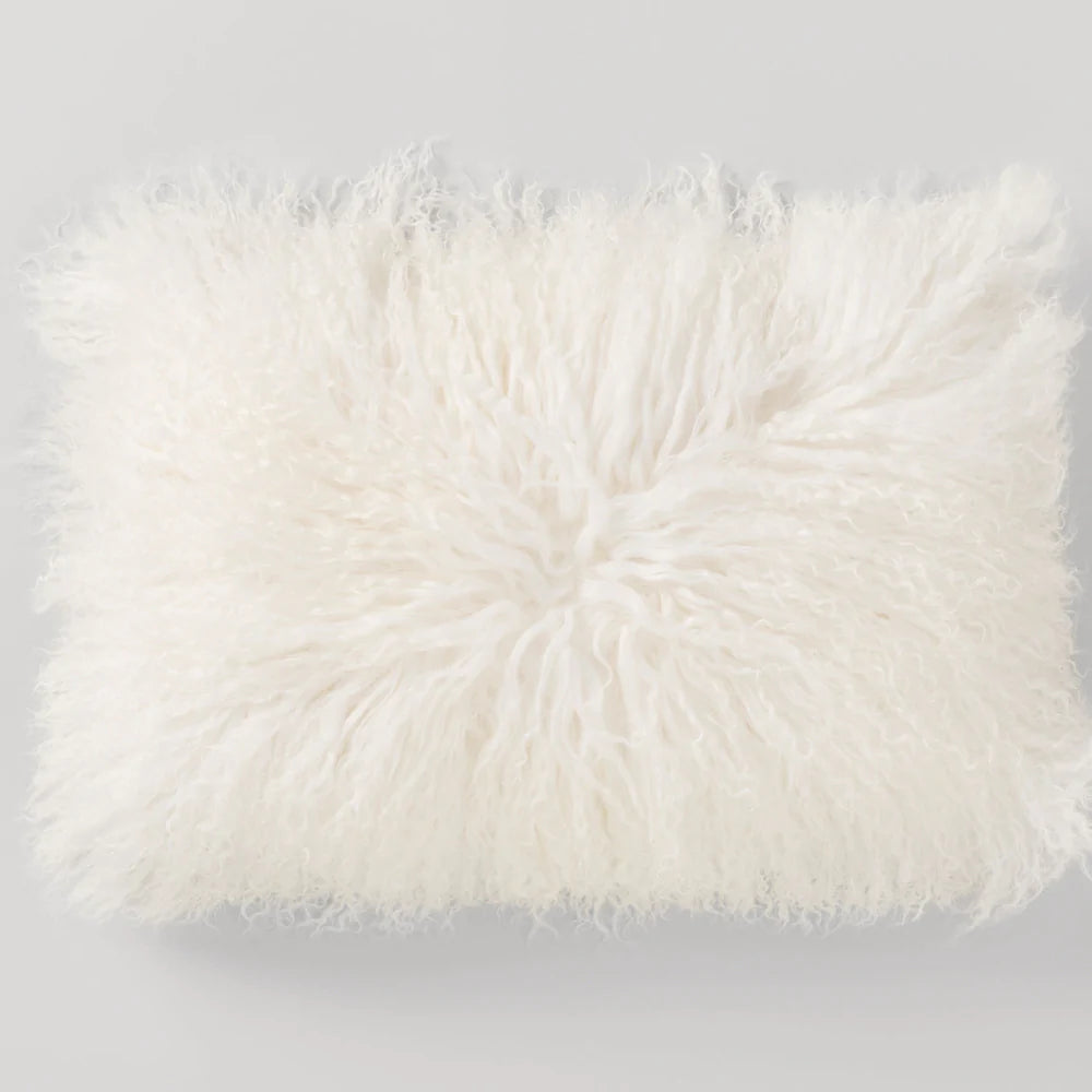 Sheridan Bligh Mongolian Lambswool Breakfast Cushion - Soft Ivory Throw Pillow for Sofa, Bed, Reading Nook & Cozy Home Decor