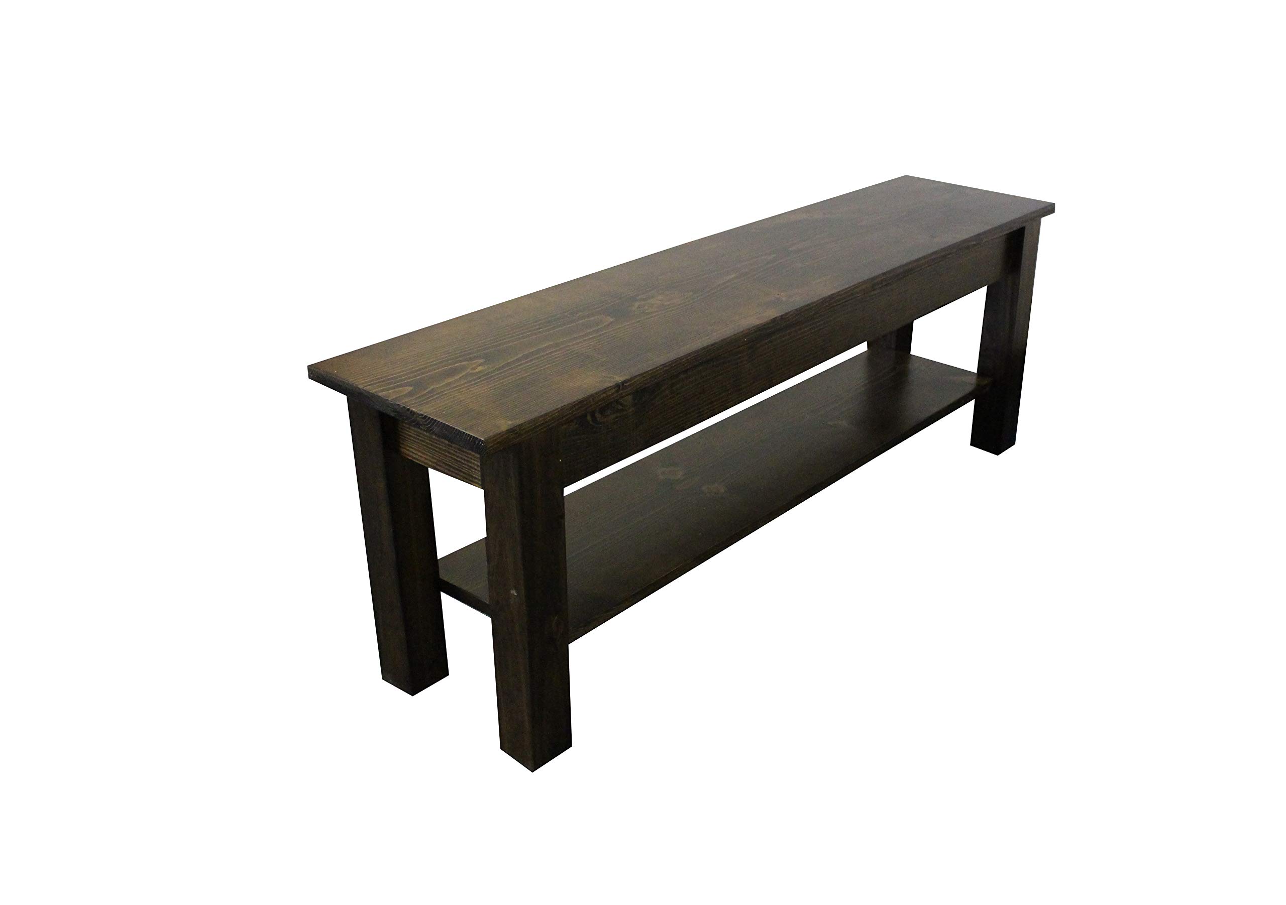 72-Inch Yukon Storage Bench with Shelf - Sturdy Wooden Entryway Bench for Shoes, Coats & Home Organization | Perfect for Hallway, Living Room & Bedroom Storage