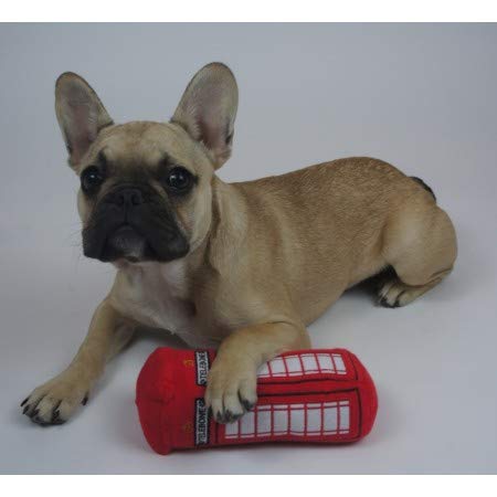 PetLondon British Red Telephone Box Plush Dog Toy with Squeaker - 6