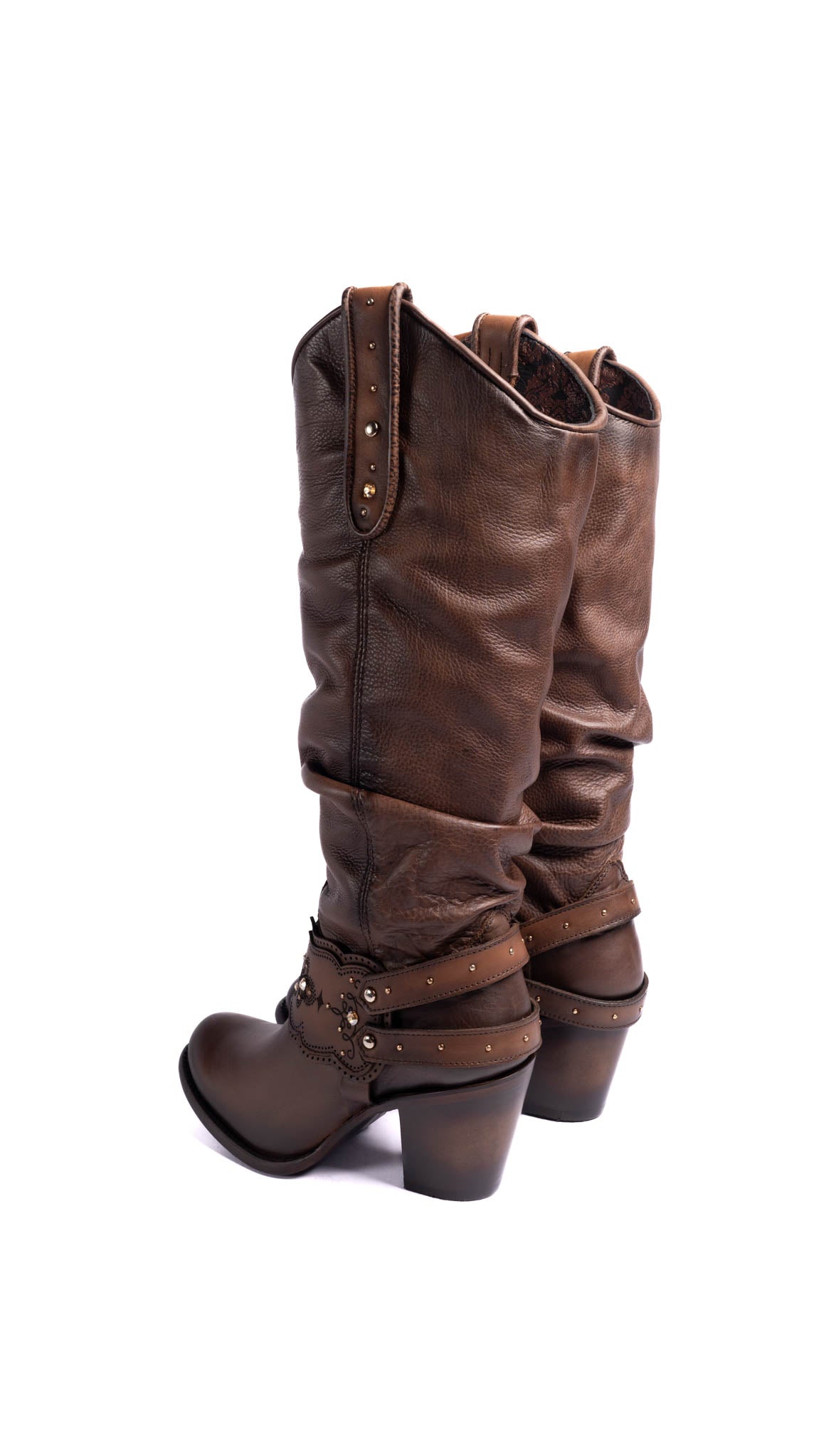 Women's Cuadra CU581 LD Moroni Moka Laser & Crystal Embellished Round Toe Boots - Perfect for Evening Parties, Date Nights & Special Occasions