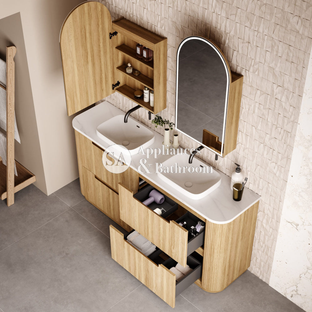 Aulic 1800mm Modern Bathroom Vanity with Solid Surface Top & Alpine White Finish - Freestanding Double Sink Cabinet for Master Bathroom Remodel (Model CA58 1800D ST86FT)