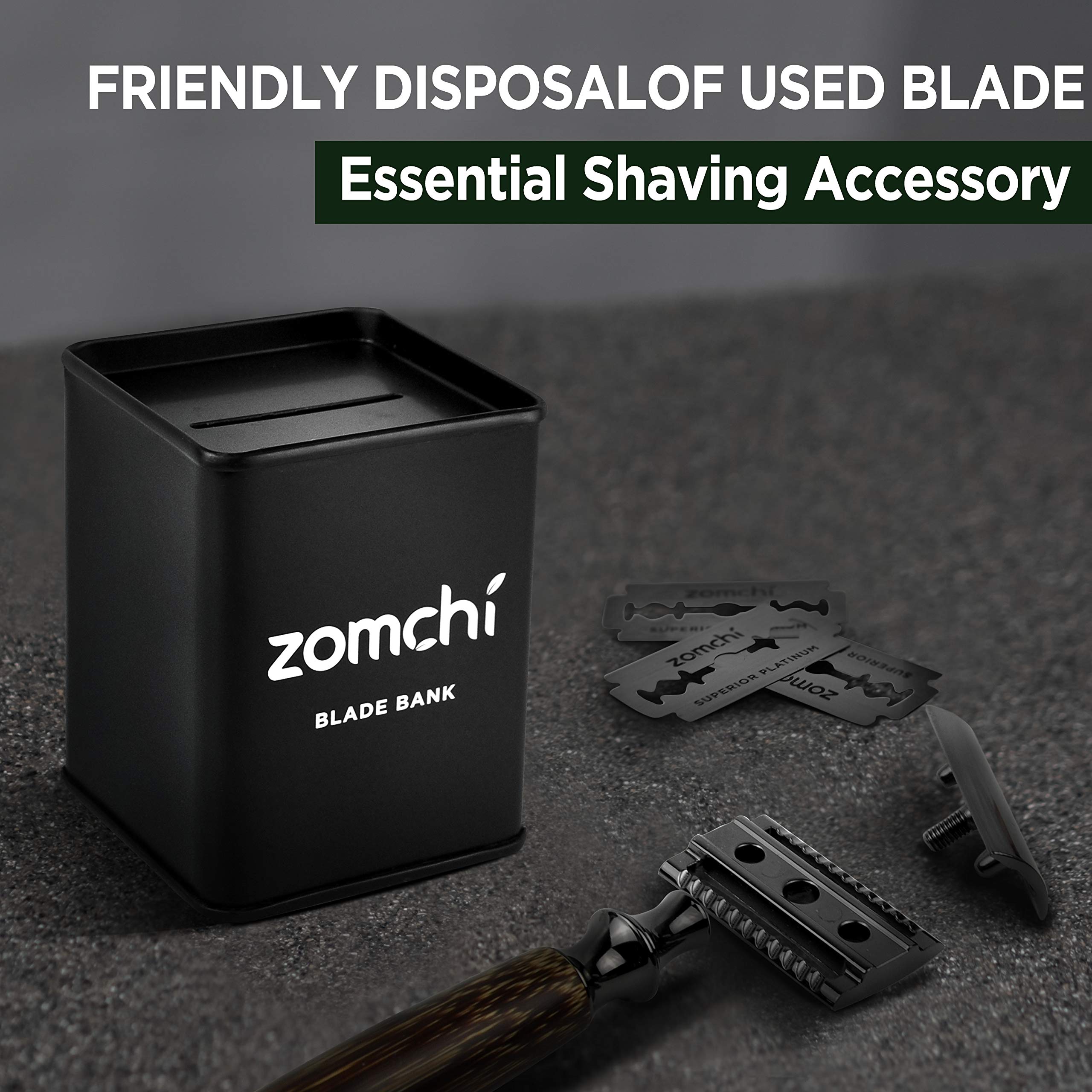 ZOMCHI Safety Razor Blade Bank - Secure Storage & Disposal Case for Double Edge Razor Blades (Black) | Perfect for Home, Salon, and Travel Use