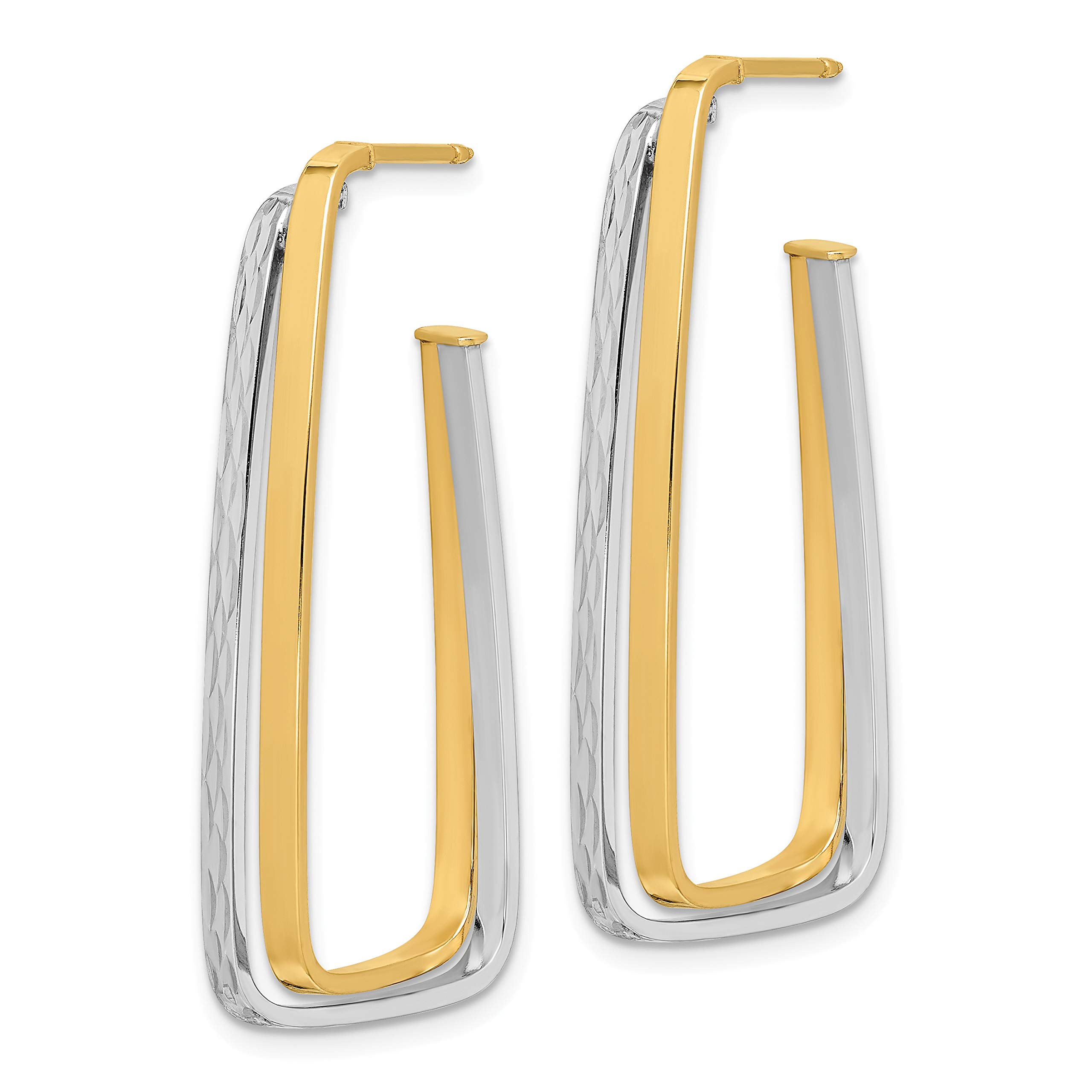 14k Gold Double Tube Oval Hoop Dangle Earrings for Women - Elegant Post Earrings for Everyday Wear, Date Night & Special Occasions