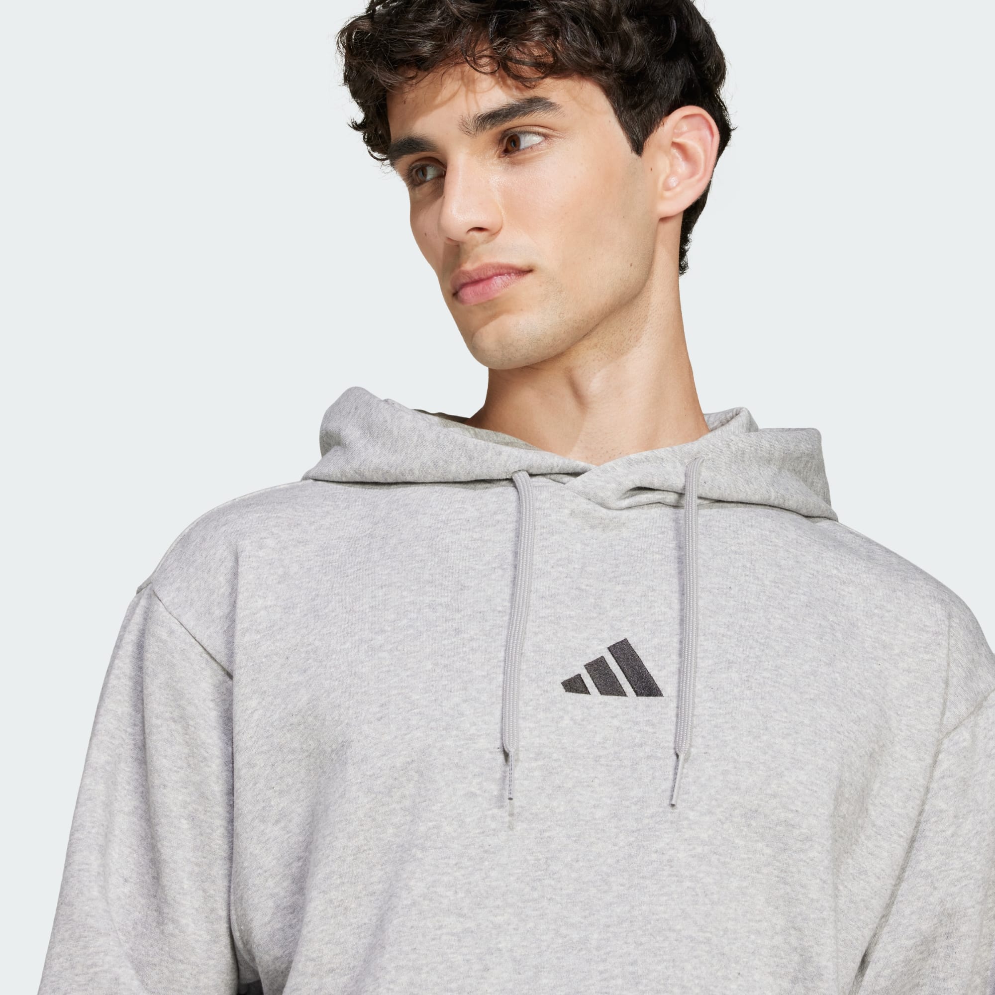 Adidas Men's FeelCozy Fleece Hoodie - Grey | Soft & Warm Pullover for Casual Wear, Gym & Outdoor Activities