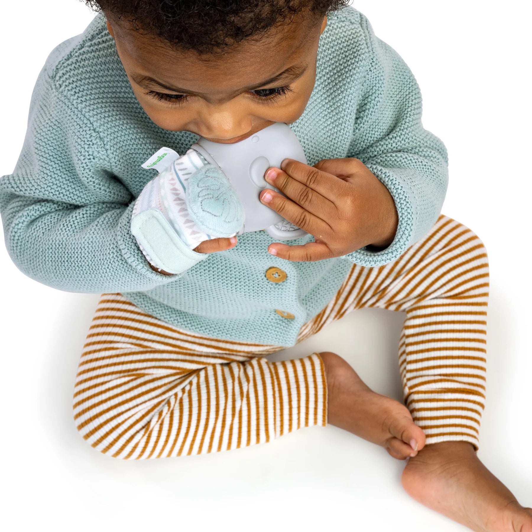 Ingenuity Van the Elephant Baby Teething Mitt & Rattle - Soothing Teether Toy for Infants, Soft Chewable Mitten with Rattle Sound for Newborns & Toddlers - Perfect for Teething Relief, Sensory Play & On-the-Go Comfort