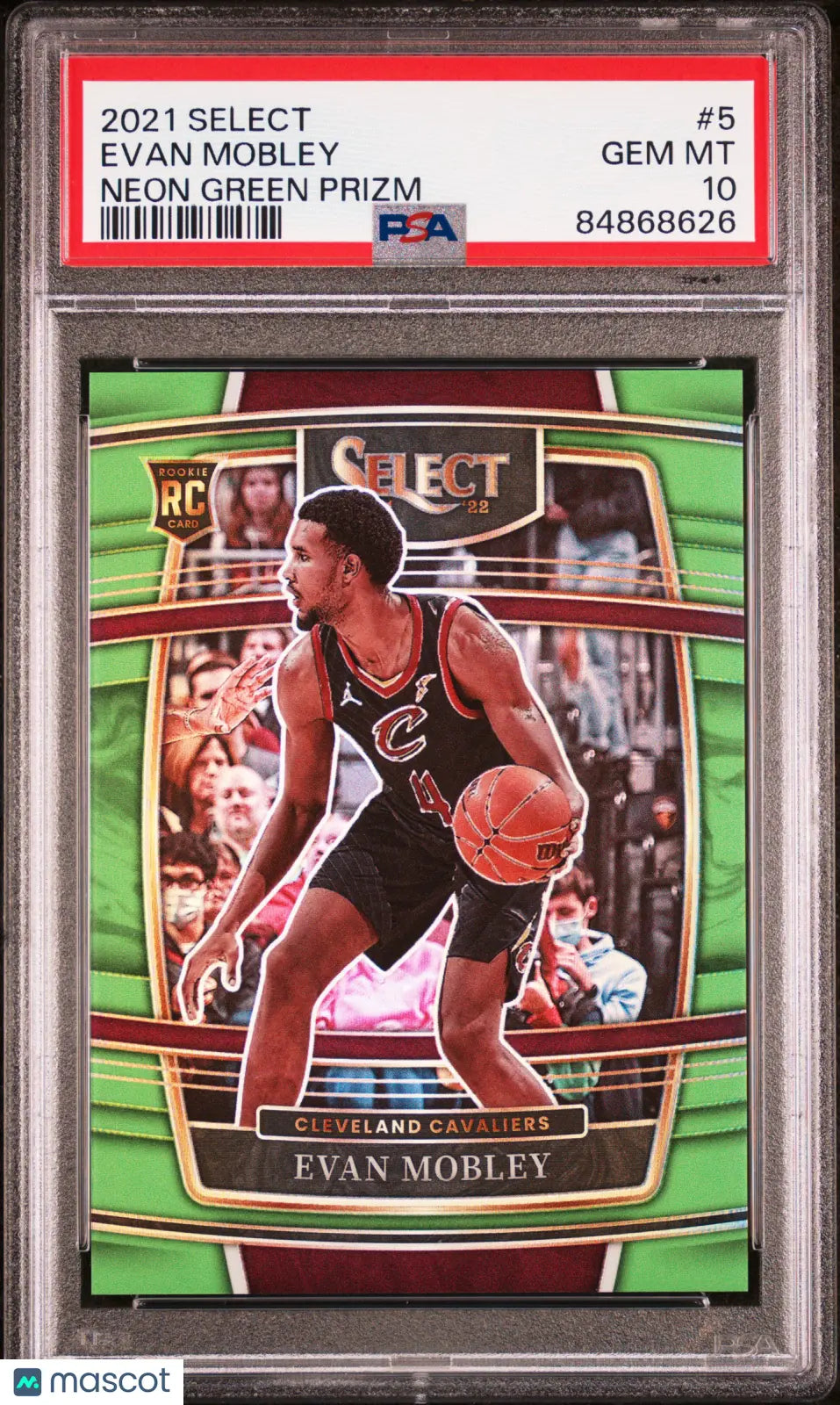 2021 Panini Select Basketball Evan Mobley RC Neon Green Prizm PSA 10 29/75 #5 - Rare Collectible Basketball Card for Investment & Display