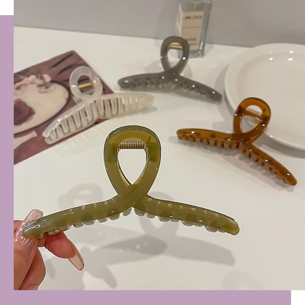 EPARTY-4pcs 11CM Large Jelly Hair Claw Clips for Women & Girls, Strong Hold Butterfly Hair Clips for Thick Hair, Non-Slip Hair Accessories - Perfect for Daily Use, Work, School and Special Occasions