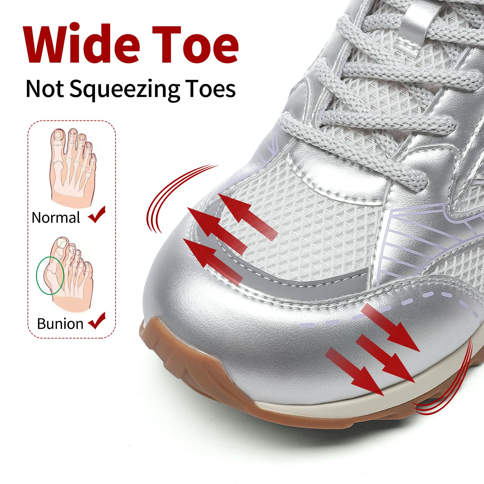 Somiliss Women's Walking Shoes - Wide Toe Box Non-Slip Casual Sneakers | Breathable Mesh & Microfiber Leather Tennis Shoes for Women | Perfect for Walking, Gym, Work & Everyday Comfort