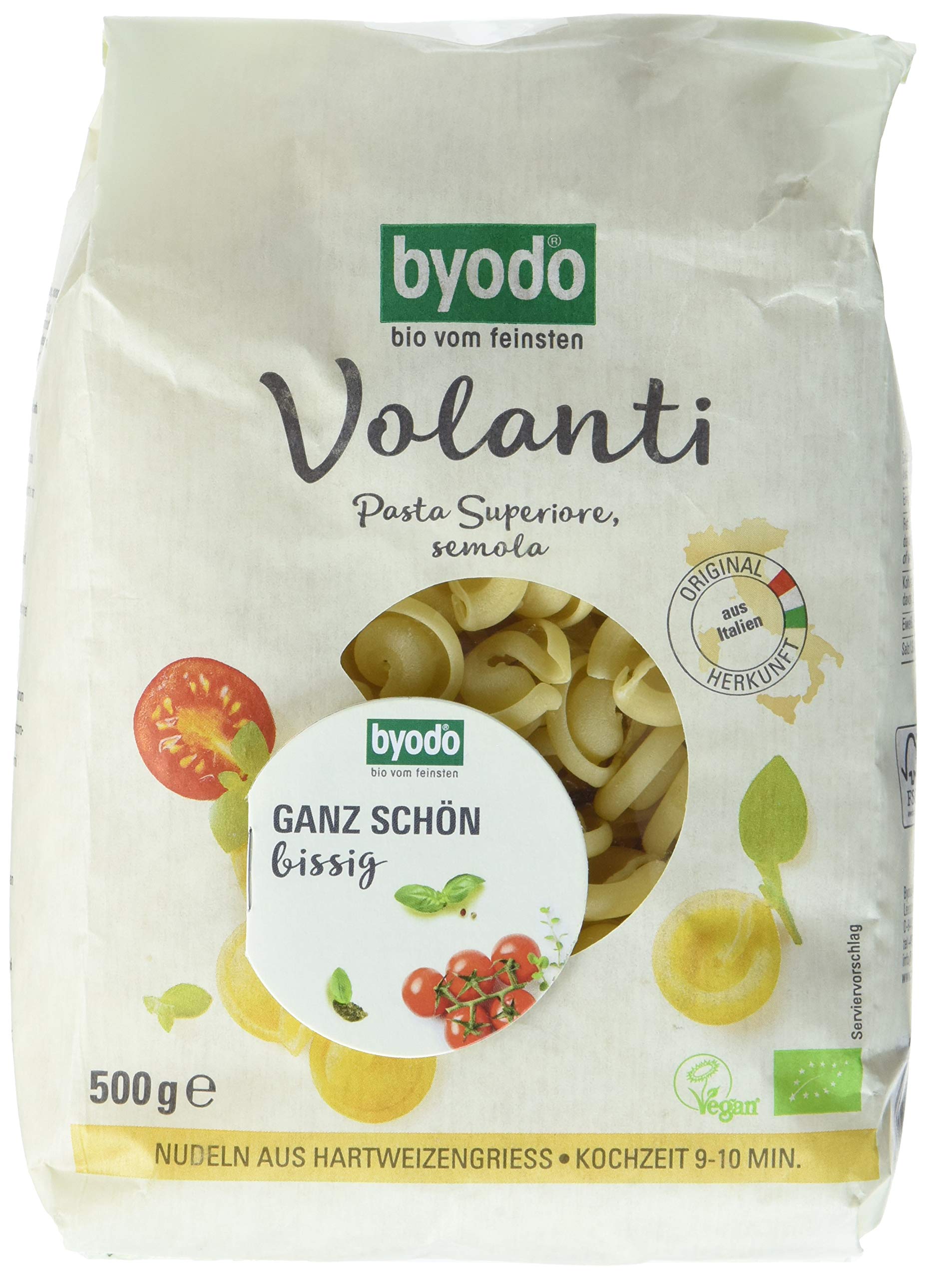 Organic Byodo Bio Volanti Pasta - Twisted Hat Semolina Noodles 500g (DE-ÖKO-013 Certified) | Premium Italian Pasta for Gourmet Cooking | Perfect for Soups, Salads & Fine Dining
