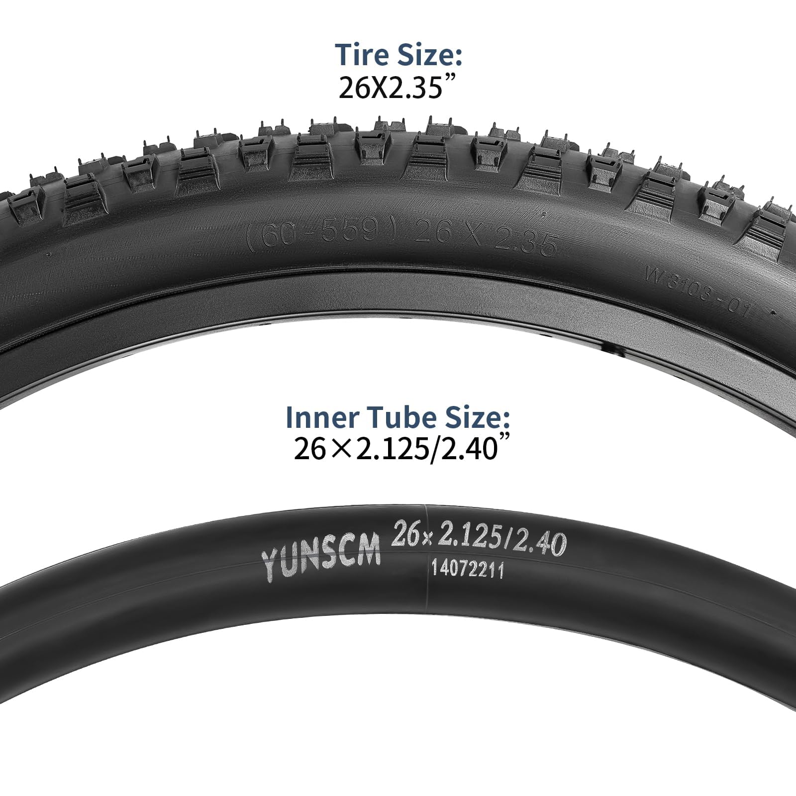 YUNSCM 26x2.35 Mountain Bike Tires - Lightweight Premium ETRTO 60-559 60TPI Nylon Anti-Puncture Tires with 26