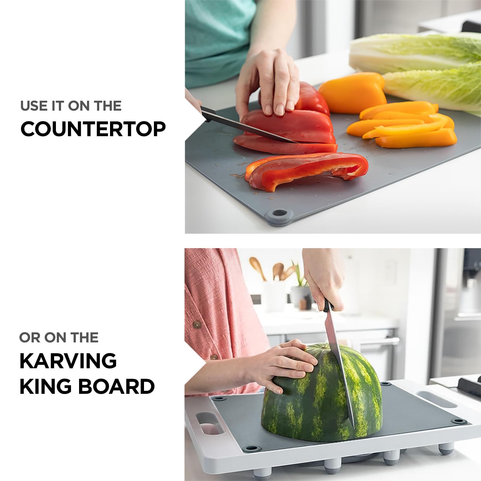 Karving King Thin Plastic Cutting Board Mat - BPA Free, Non-Slip Chopping Board for Kitchen Counter - Fits Deluxe & Original Karving King Boards - Perfect for Meal Prep, Vegetable Chopping & Meat Cutting - Green