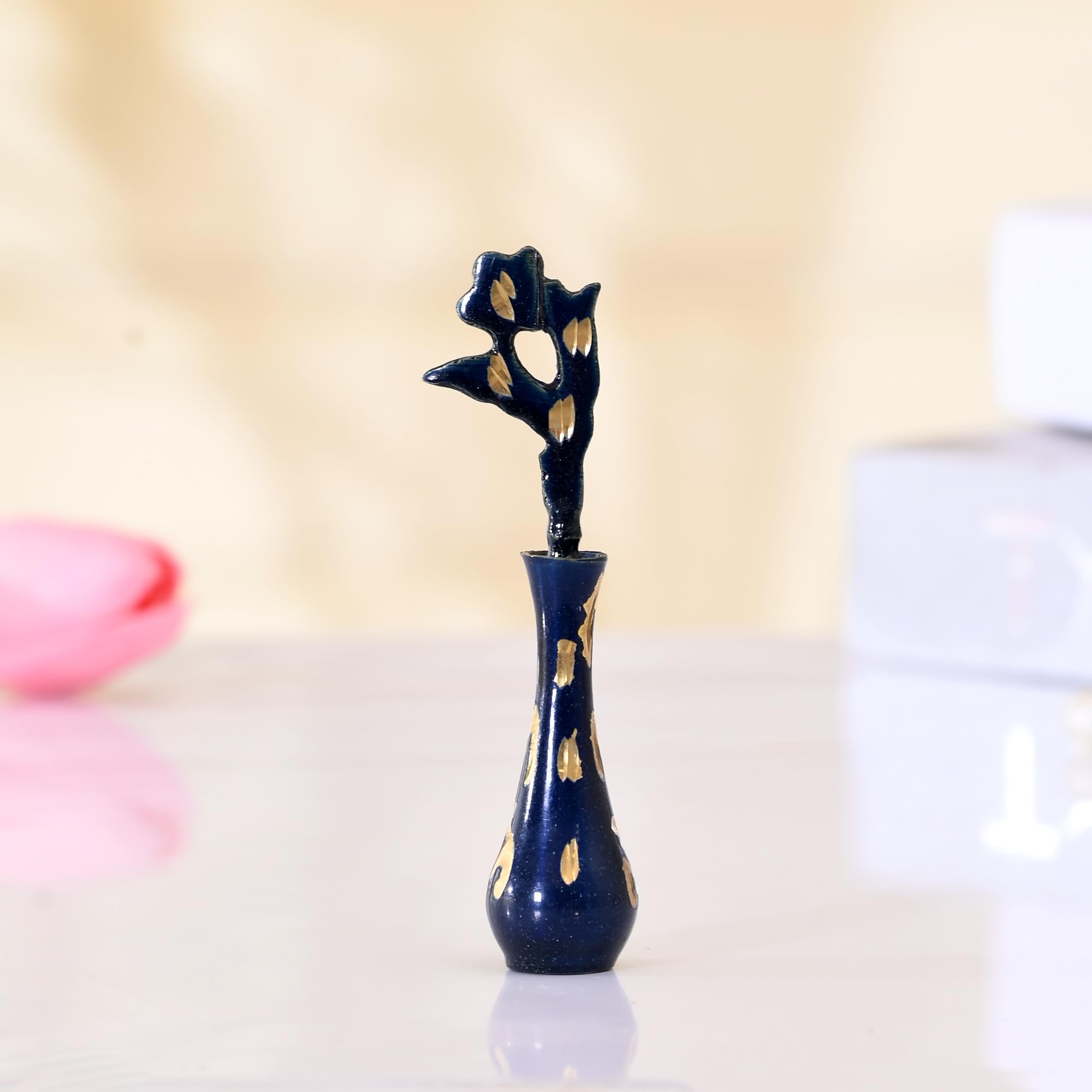 Premium Brass Surmadani Kajal Holder for Women - Elegant Blue Eye Kohl Container | Perfect for Traditional Makeup & Festive Occasions