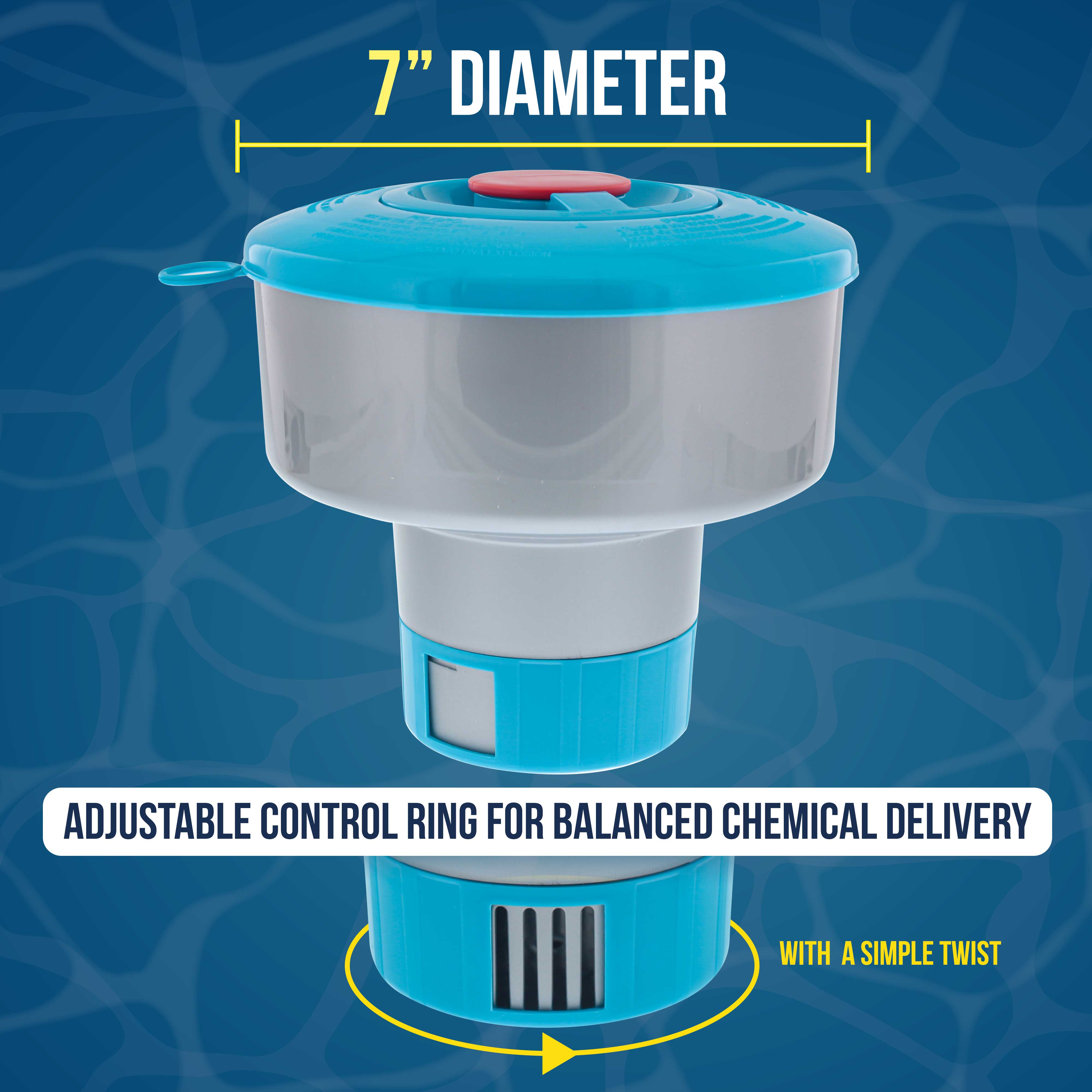 U.S. Pool Supply 3-Inch Chlorine Tablet Floater Dispenser with Pop-Up Refill Indicator - Holds 3 Chlorine Tablets for Crystal Clear Swimming Pool Water - Perfect for In-Ground & Above Ground Pools