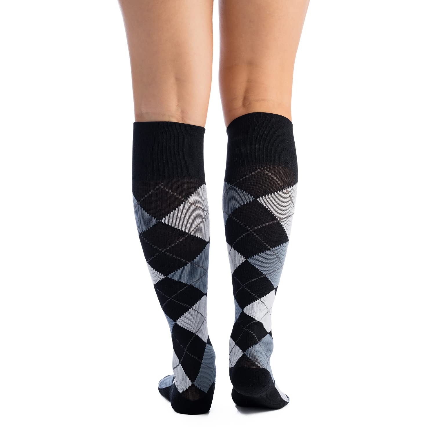 EvoNation Men & Women's 15-20 mmHg Graduated Compression Socks - Moderate Pressure Knee High Argyle Socks for Circulation & Comfort - Perfect for Travel, Sports & Daily Wear