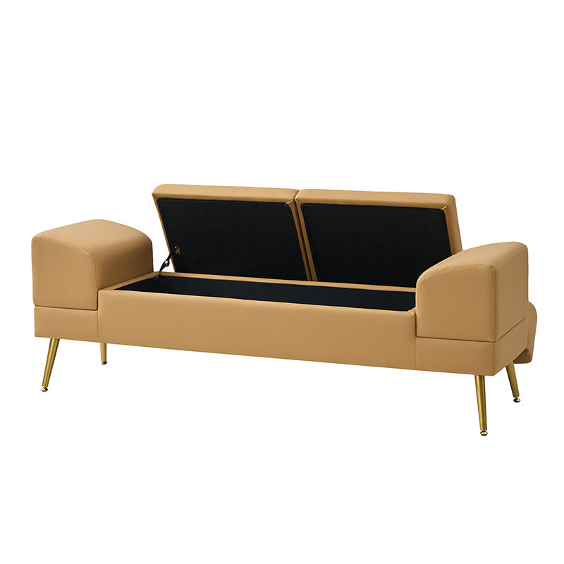 Gaston Entryway Bench - Scratch-Resistant Vegan Leather with Built-in USB Charging Port - Perfect for Hallway, Living Room & Bedroom Storage