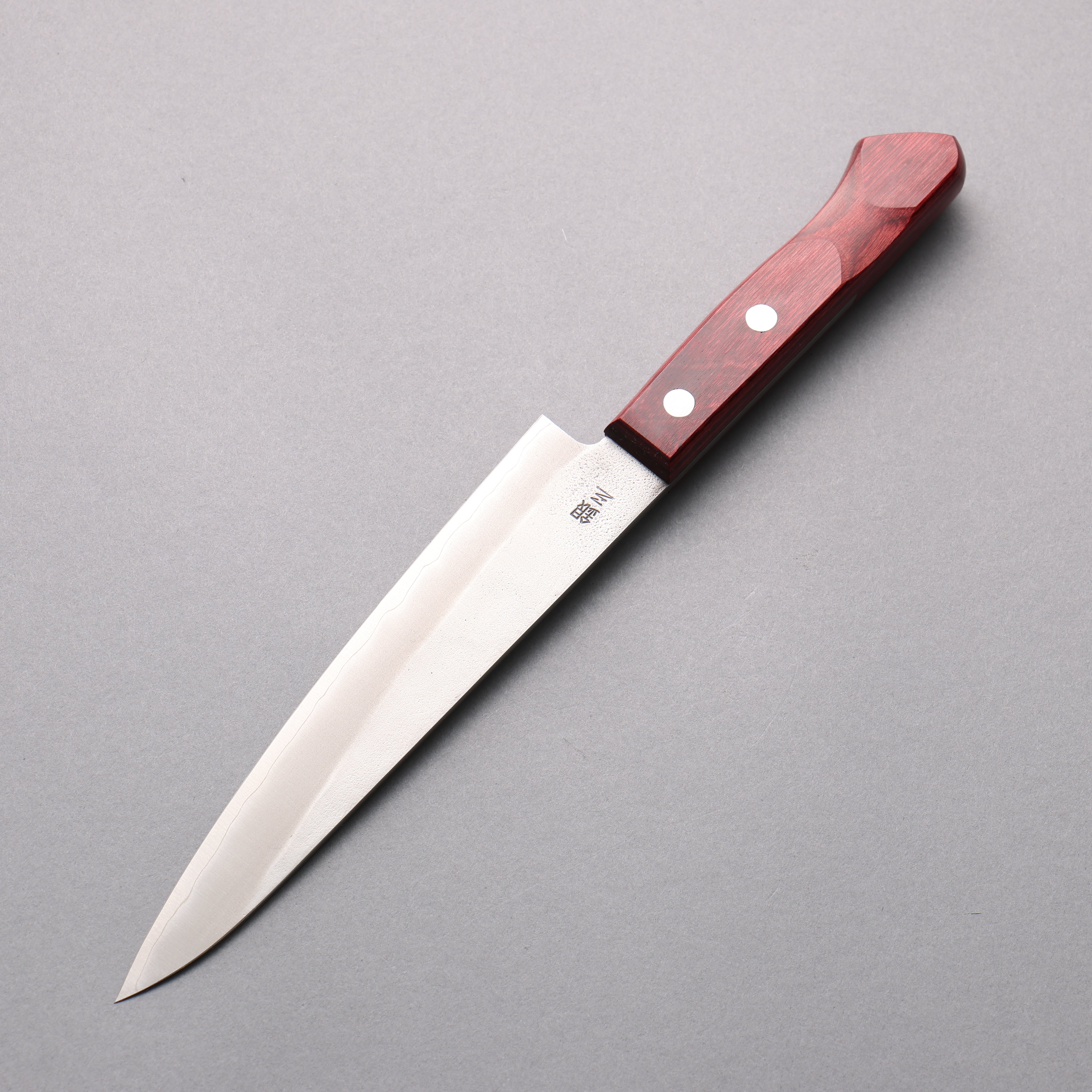 Nao Yamamoto 160mm Silver Steel Nashiji Petty Utility Knife with Red Pakka Wood Handle - Perfect for Slicing, Peeling & Precision Kitchen Tasks