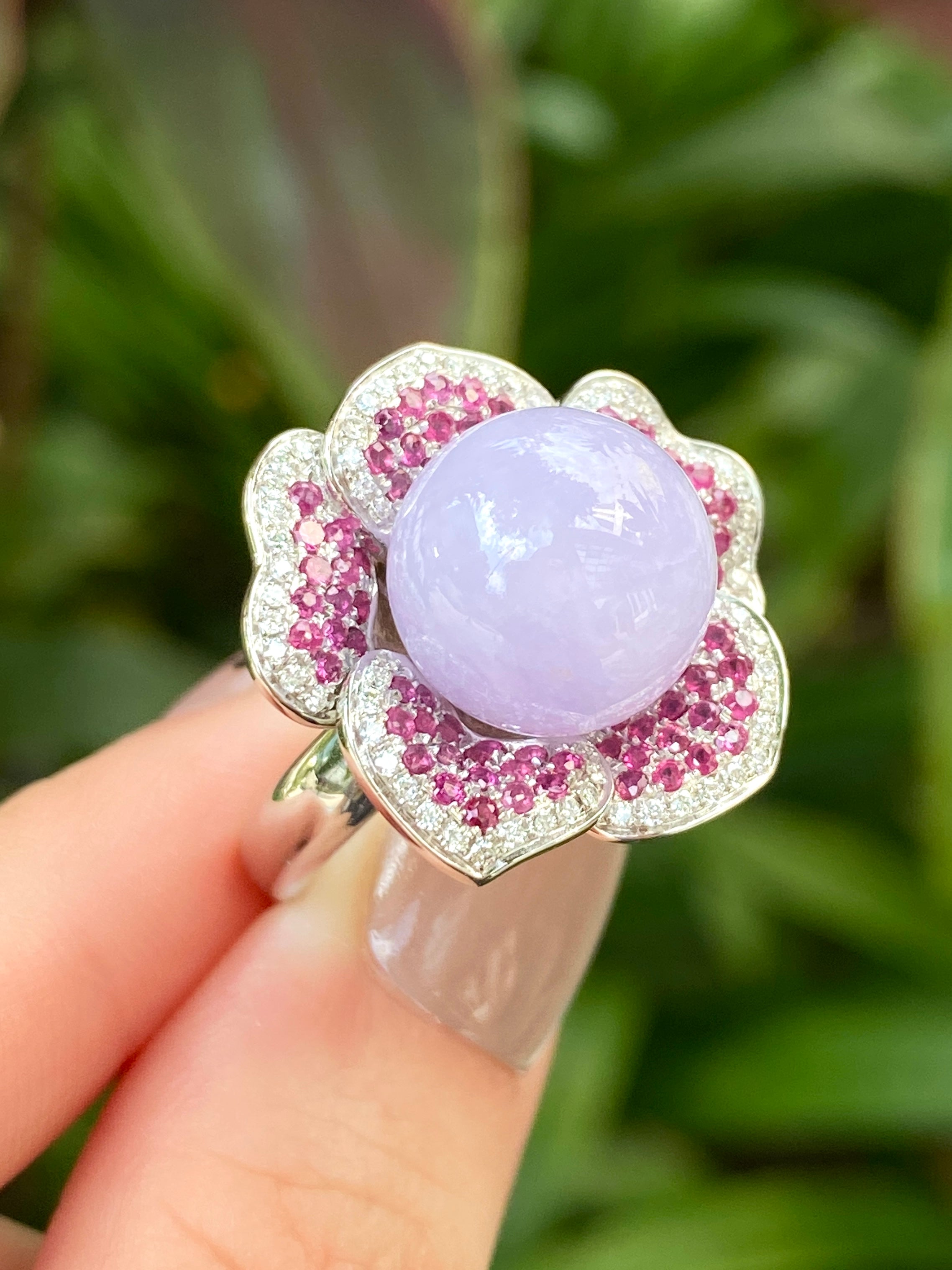 Natural Type A Lavender Jadeite Ring - Genuine Purple Jade Stone Jewelry for Women, Elegant Healing Crystal Gift for Meditation, Yoga & Spiritual Wellness