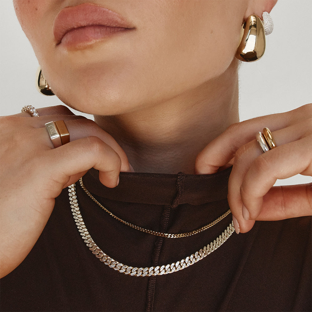Two Tone Gold Cuban Chain Necklace for Men & Women | Trendy Hip Hop Jewelry | Perfect for Layering, Gifts & Everyday Wear