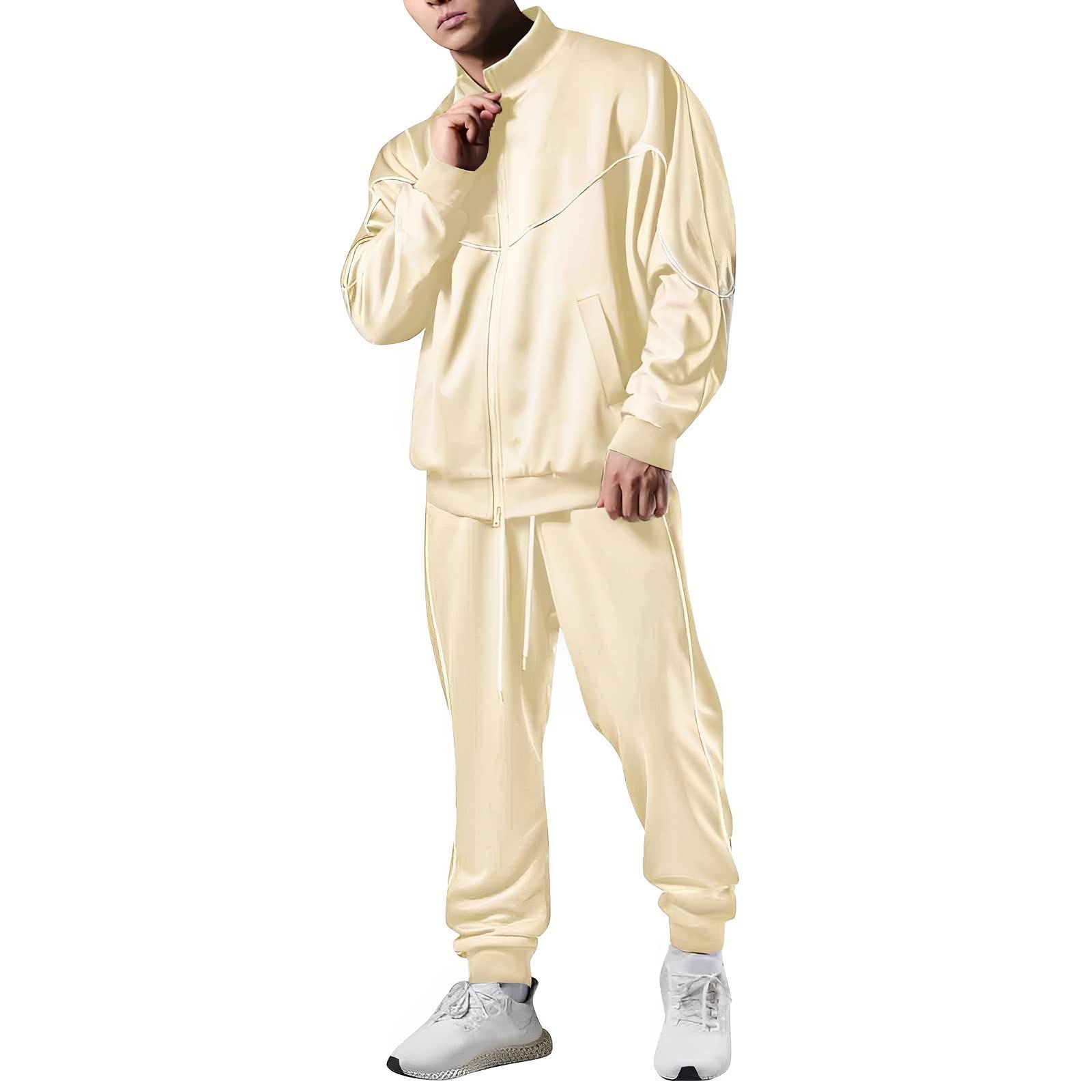 Blandoom Fossean Men's Running Tracksuit Set - Full Zip Hoodie & Joggers Pants 2-Piece Activewear for Gym, Jogging & Casual Wear - Warm Sportswear Outfit for Men