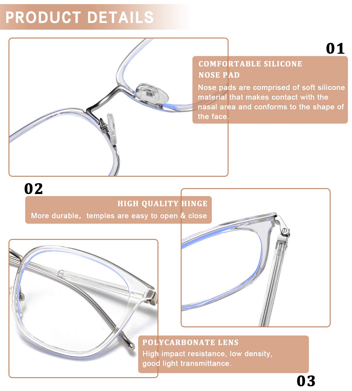 DUCO Blue Light Blocking Glasses for Women & Men - Computer & Gaming Eyewear