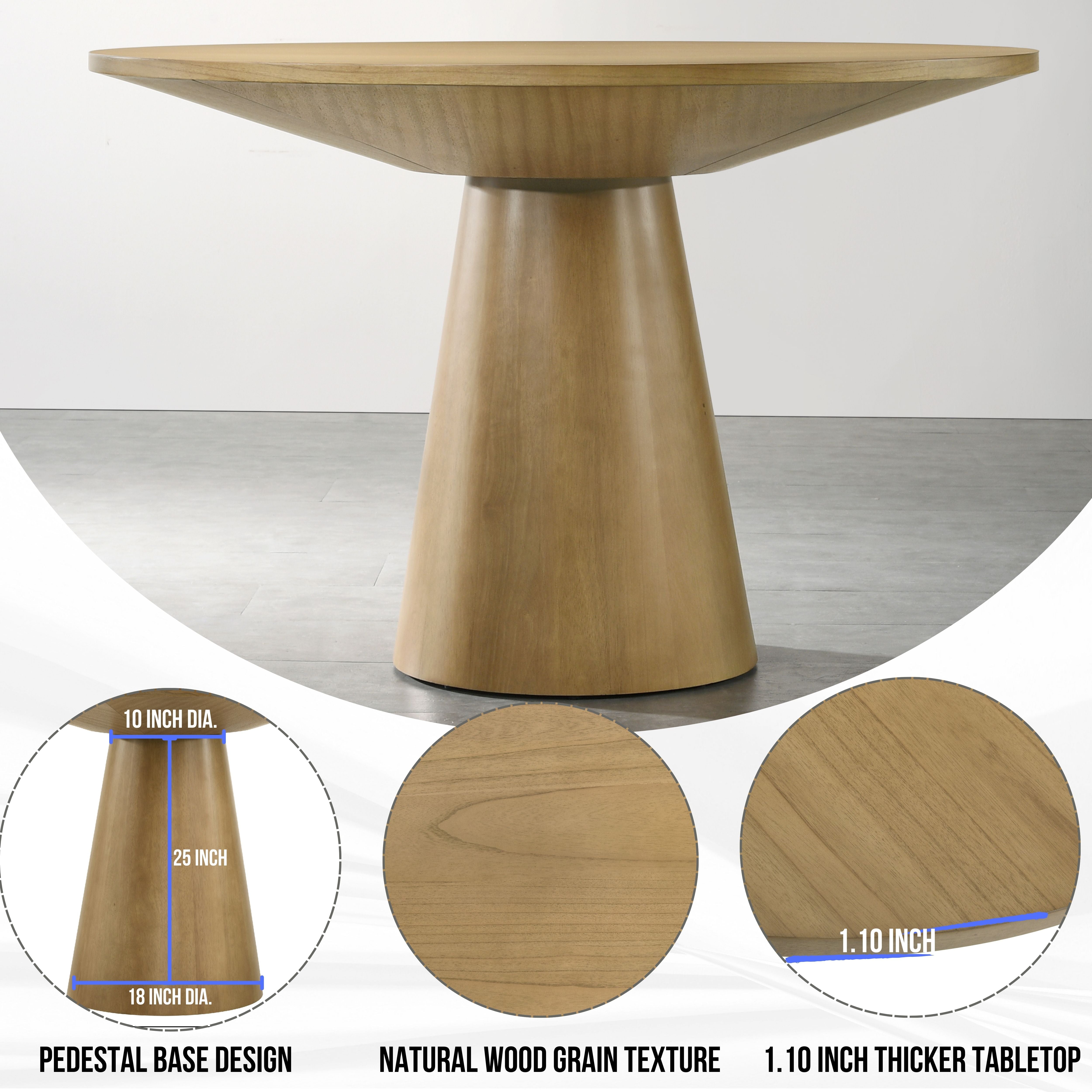 Rocco Contemporary 48-Inch Pedestal Dining Table - Modern Round Kitchen Table for Small Spaces, Perfect for Apartments, Breakfast Nooks & Cozy Dining Rooms