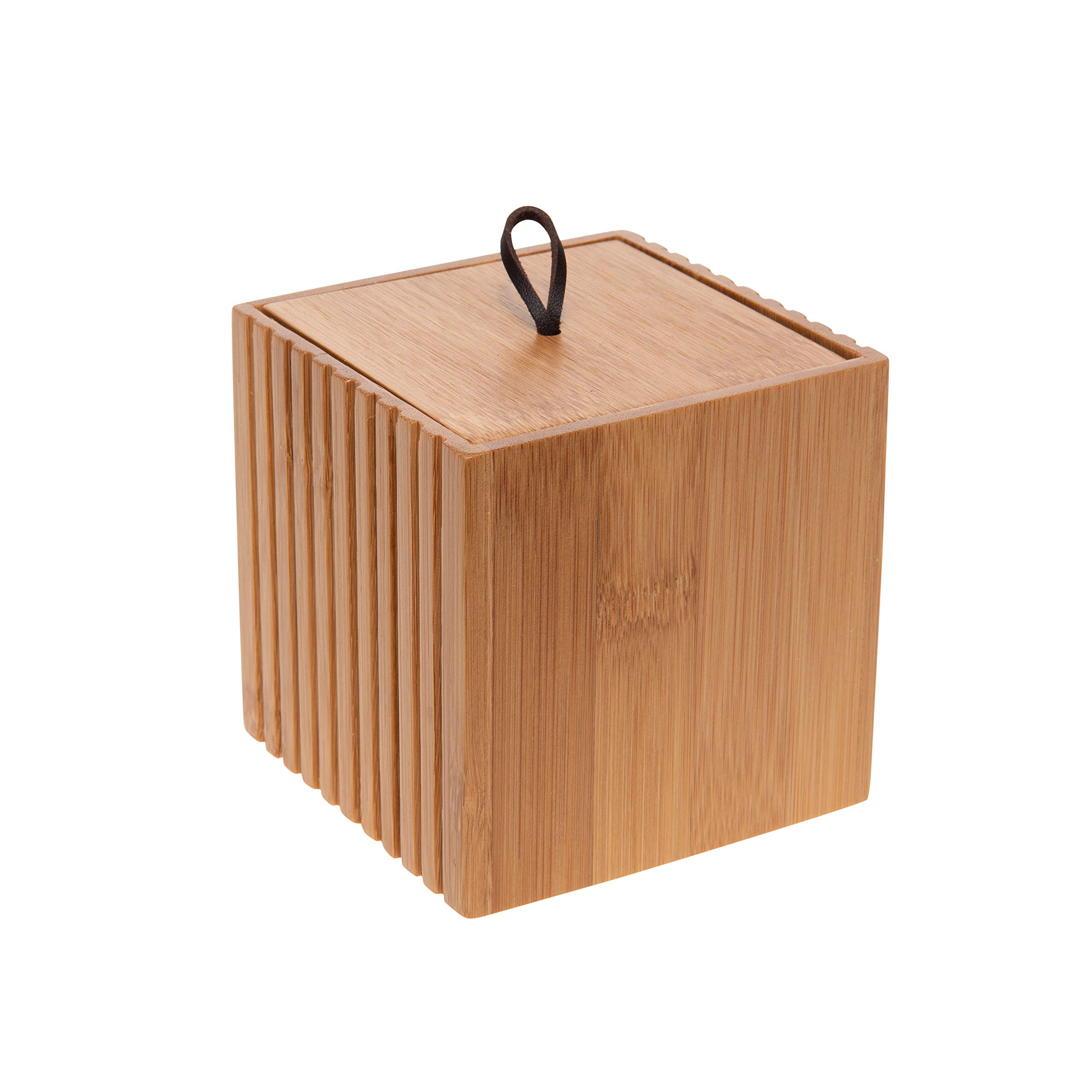 Bath Bliss Small Square Oslo Natural Bamboo Bathroom Set - Bowl Brush, Storage Jar & Toilet Tissue Holder | Eco-Friendly Bathroom Decor for Modern Homes | Perfect for Spa-Style Organization & Luxury Bathroom Accessories