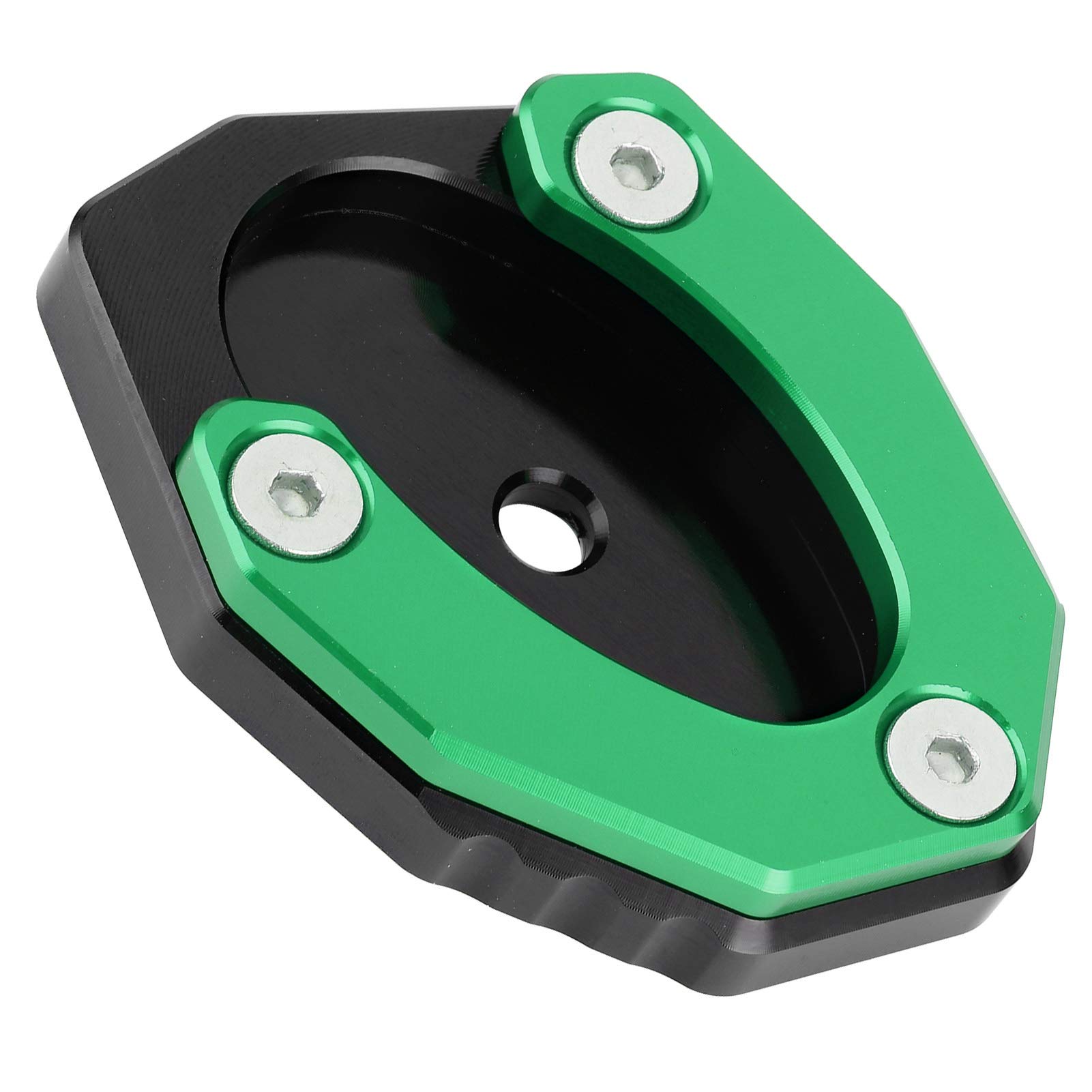 Aramox Moto Motorcycle Kickstand Pad - Aluminum Alloy Side Stand Extension Plate for Kawasaki Z650 & Z900 (Green) - Prevent Sinking on Soft Ground, Perfect for Parking on Grass, Sand or Gravel