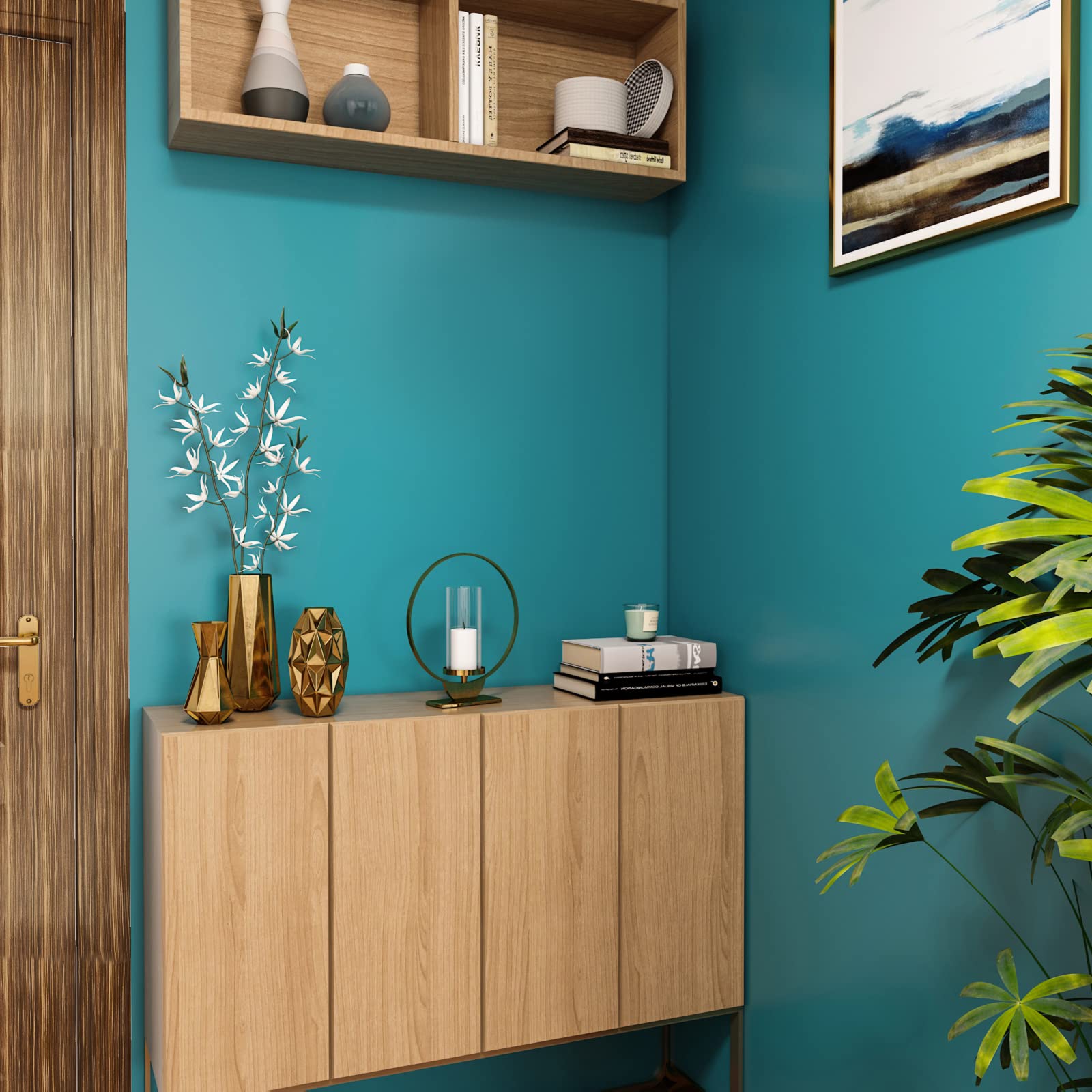 VEELIKE 15.7''x118'' Matte Turquoise Blue Peel and Stick Wallpaper - Waterproof Self-Adhesive Vinyl Contact Paper for Walls, Cabinets, Countertops & Shelves | Textured Decorative Wall Covering for Bedroom, Kitchen & Home Decor
