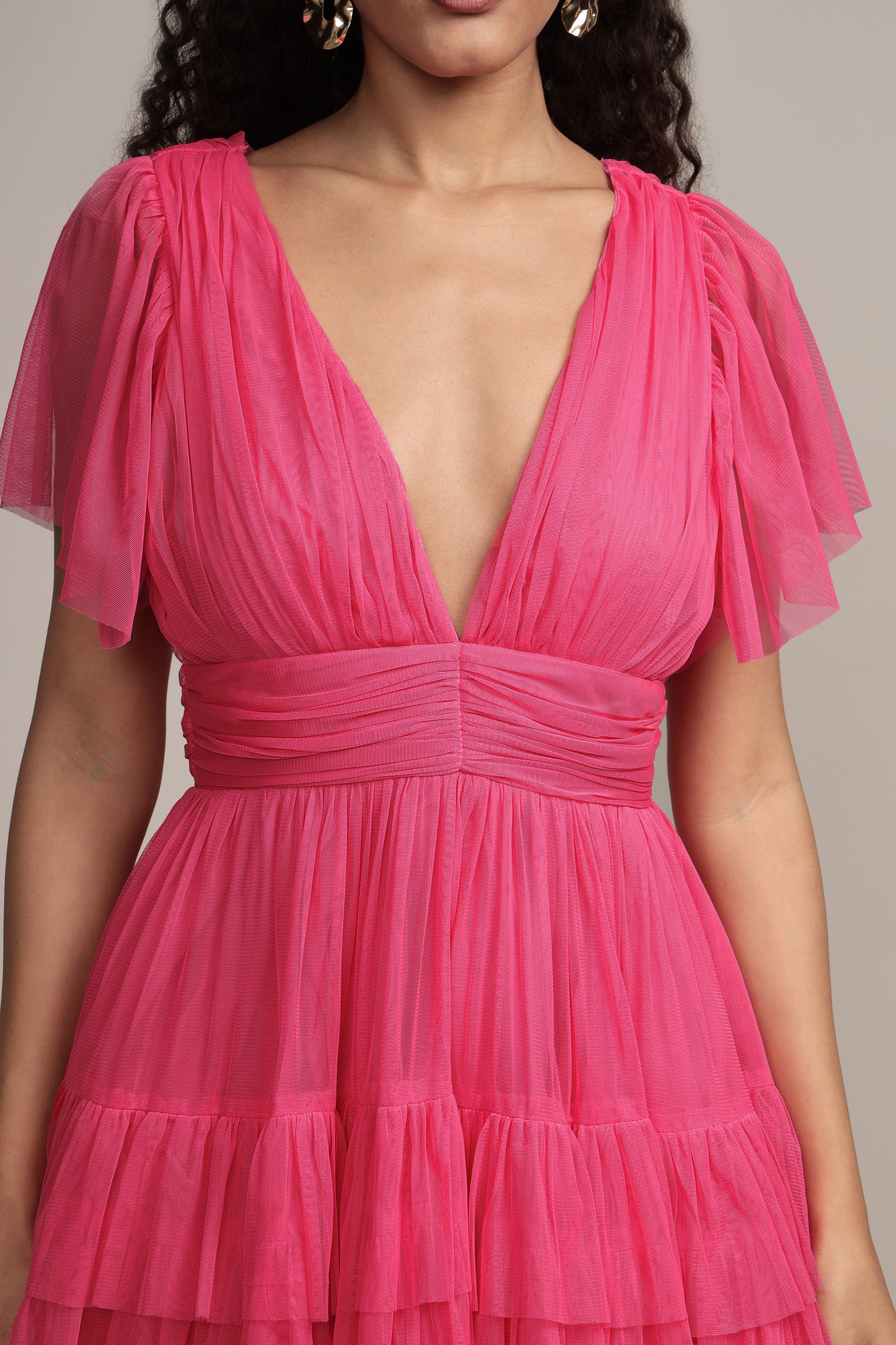 Madison Bright Pink Tulle Mini Dress for Women - Elegant Party Cocktail Dress for Prom, Wedding, Birthday & Special Occasions