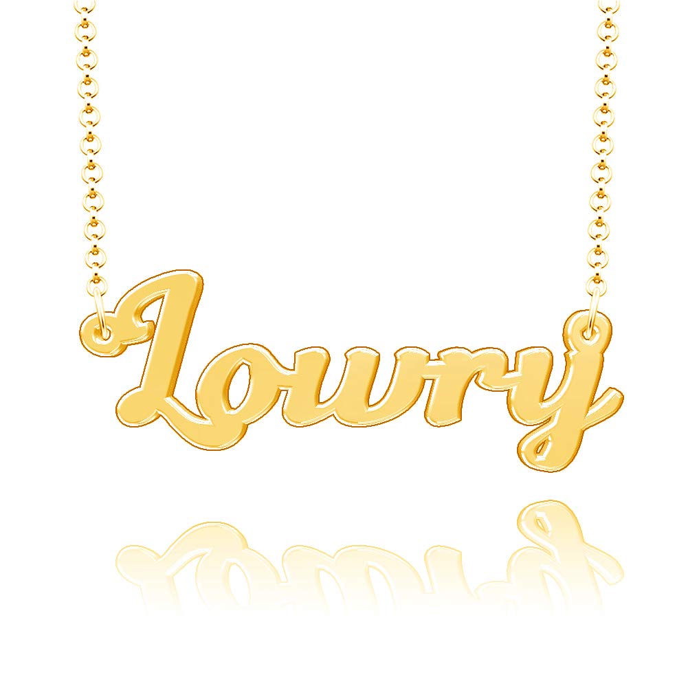 Personalized Last Name Necklace - Custom Sterling Silver Lowry Plate Pendant - Engraved Family Gift for Women - Perfect for Anniversaries, Birthdays & Mother's Day