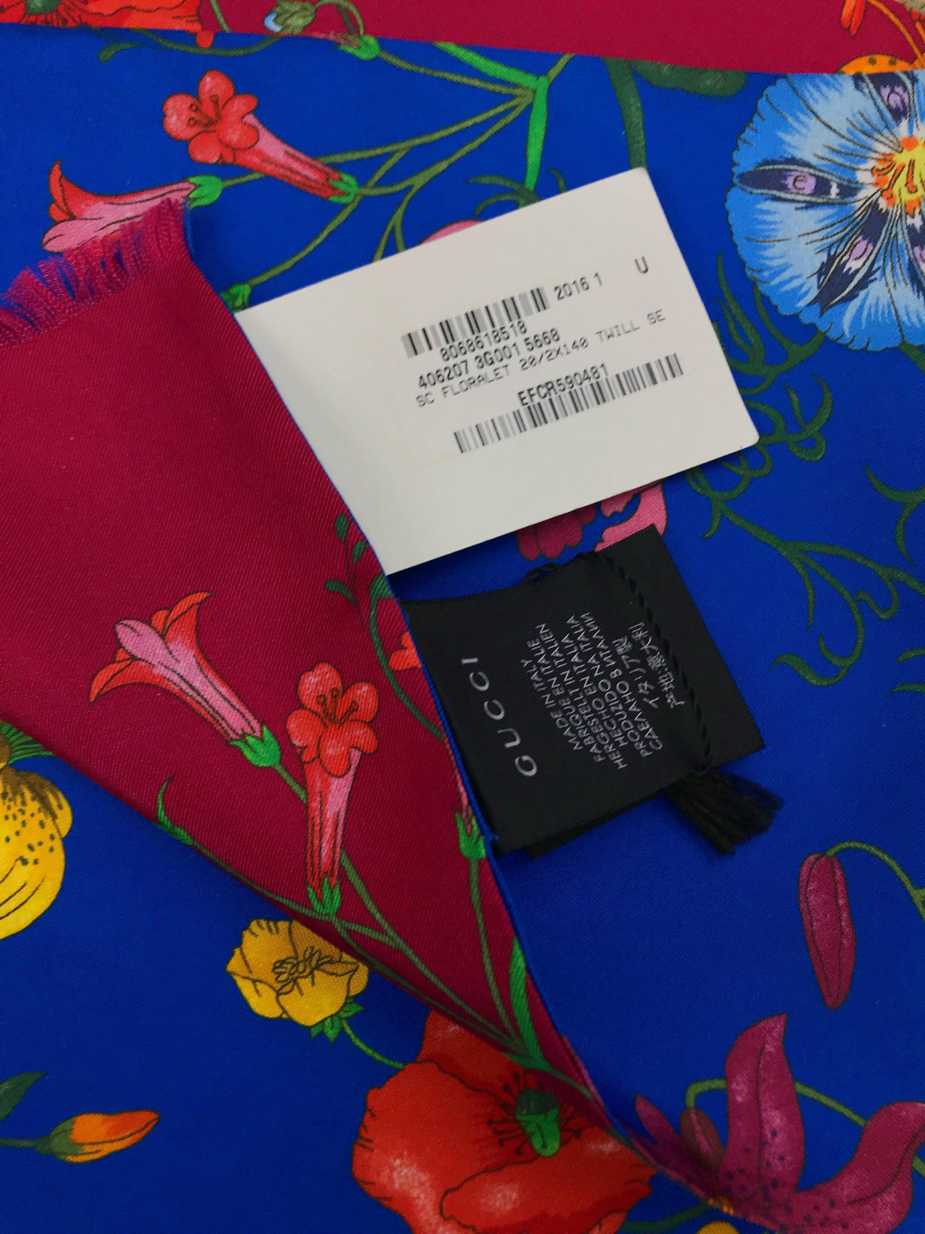 Gucci Flora Floral Reversible Silk Scarf for Women - Luxury Designer Fashion Accessory for Outfits, Gifts & Special Occasions