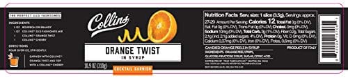 Collins 10 oz. Orange Twist in Syrup Garnishes - 10.9 Ounce (Pack of 1) - Premium Cocktail & Dessert Topping for Bars, Drinks & Baking - Black