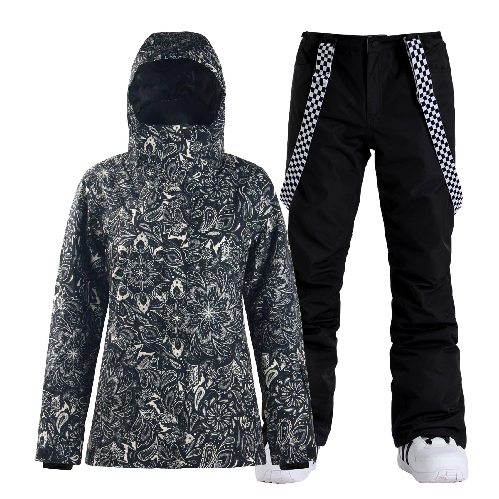 GSOU SNOW Women's Waterproof Windproof Ski Jacket & Pants Set - Insulated Warm Winter Snowsuit for Skiing Snowboarding Outdoor Activities