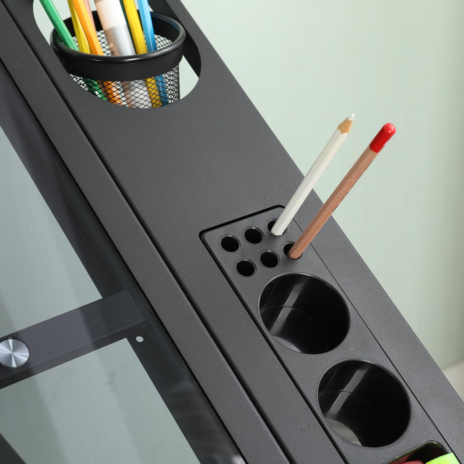 Adjustable Height Drafting Table with Tilting Glass Top - 2 Storage Drawers & Stool Included for Artists, Students & Home Office - Perfect for Diamond Painting, Drawing & Study Workspace