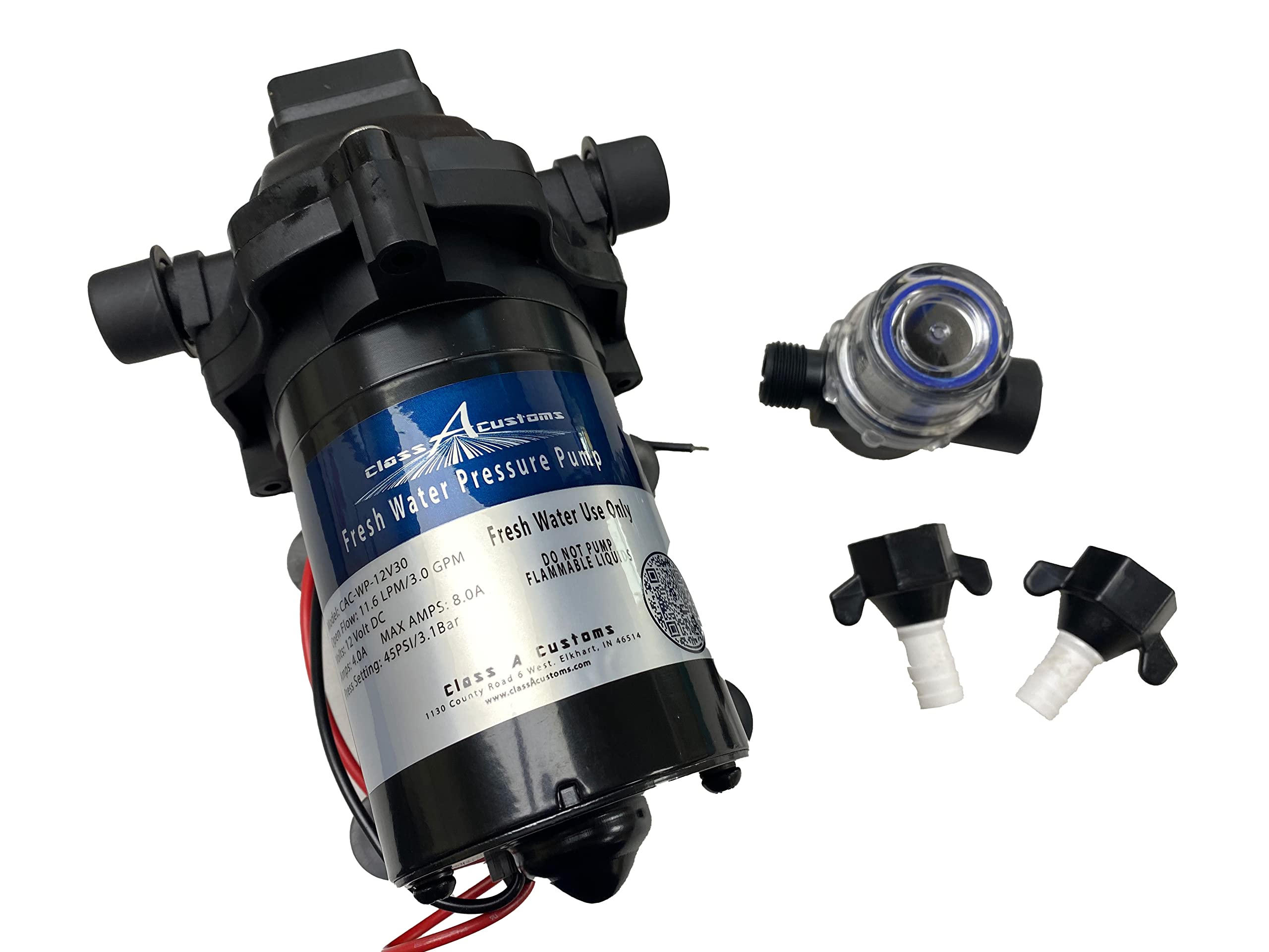 10 Gallon RV Fresh Water Tank with Plumbing Kit & 12V Water Pump | Portable Water Storage for Camping, Boating & Off-Grid Living | T-1000-BPK-PUMP