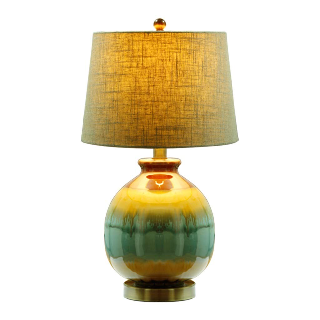 SHUTING2020 Chinese Style Ceramic Table Lamp - Elegant Bedside Nightstand Lamp for Living Room, Study & Bedroom - Beige Decorative Lighting for Cozy Home Ambience | Perfect for Reading, Relaxing & Interior Decor