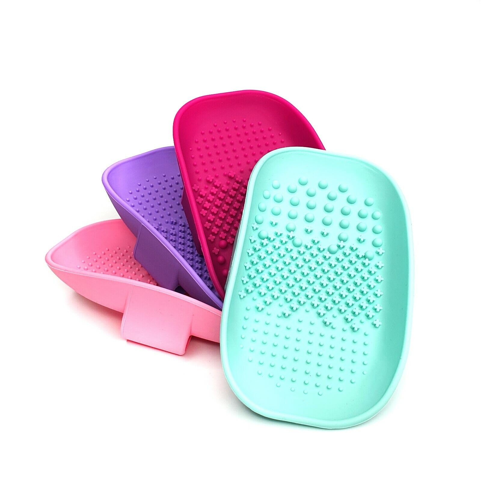 **MobFest® Silicone Makeup Sponge Cleaner Brush - Durable Eyeshadow & Powder Puff Cleaning Tool with Strip Tray - 1 Piece (Blue) | Perfect for Daily Makeup Brush & Beauty Blender Cleaning**